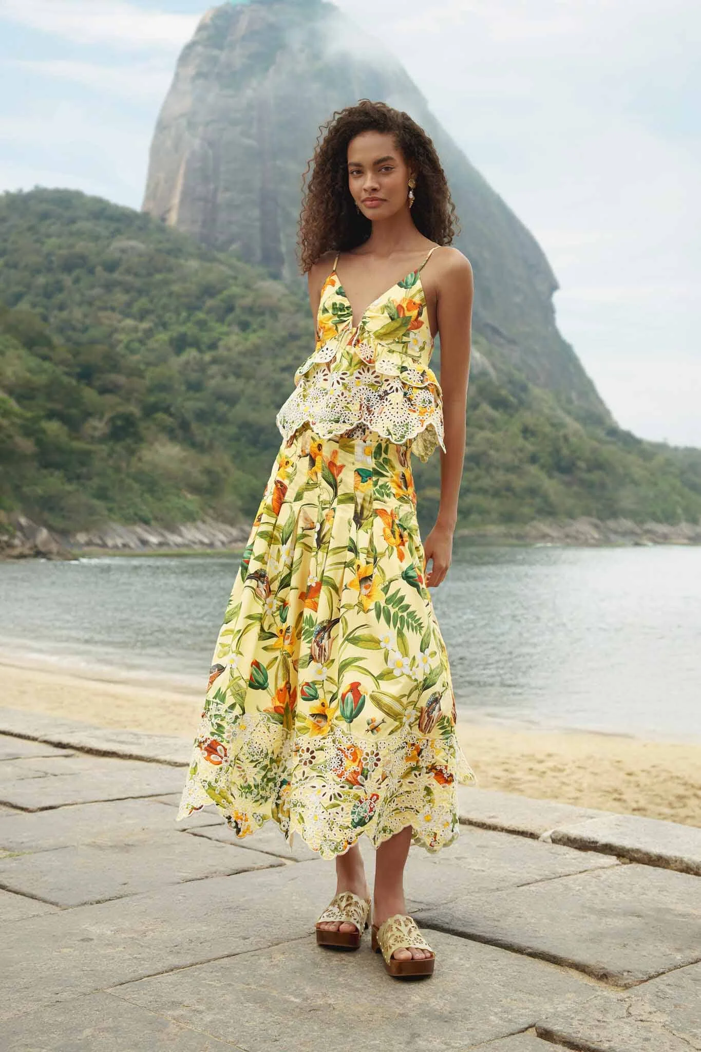 Brasil Collage Soft Yellow Maxi Skirt - 1