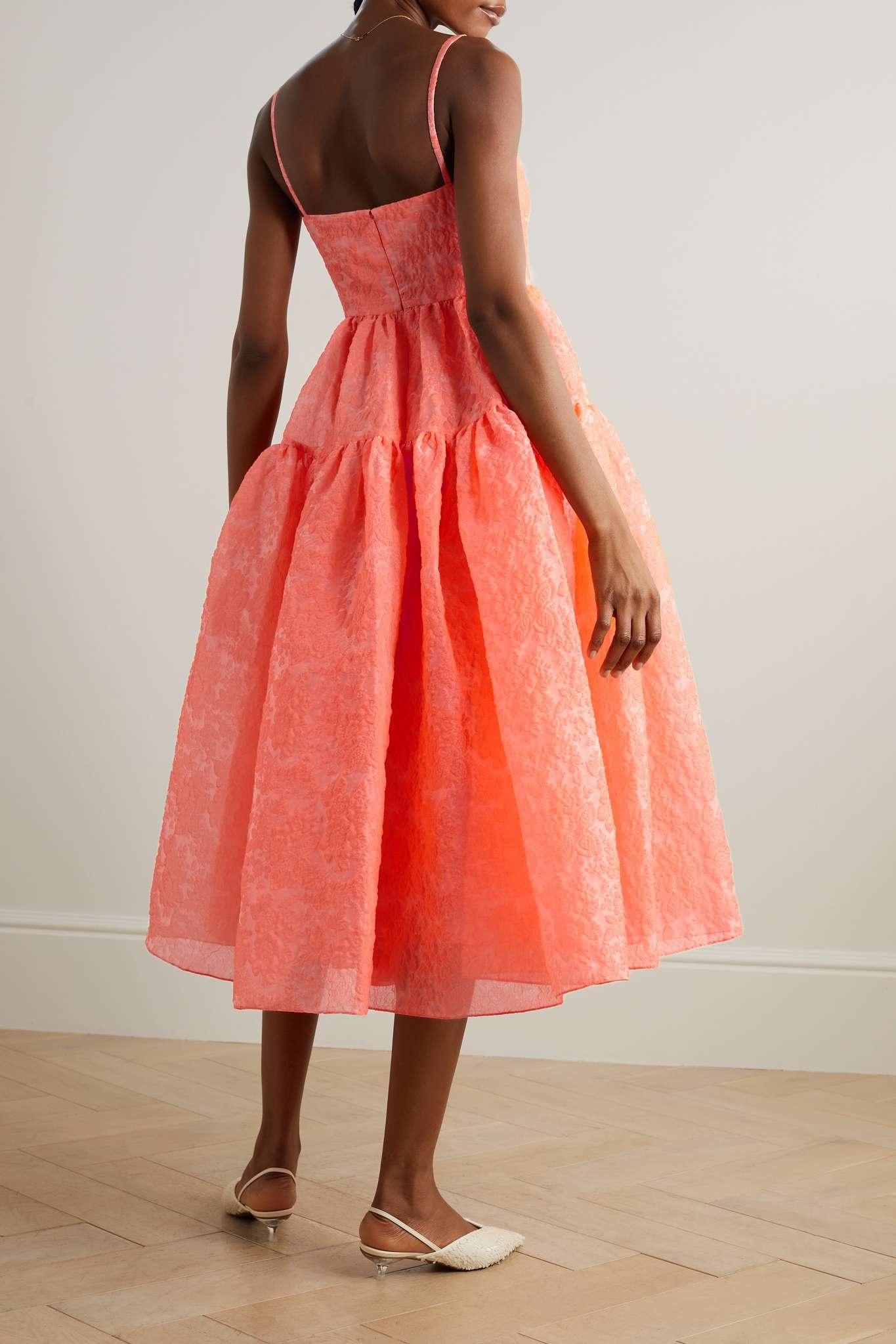 Abelia tiered cloqué midi dress - 3