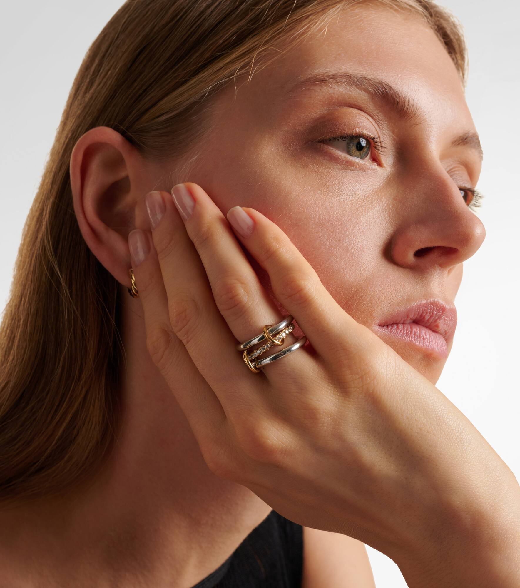 Libra sterling silver and 18kt gold ring with diamonds - 2