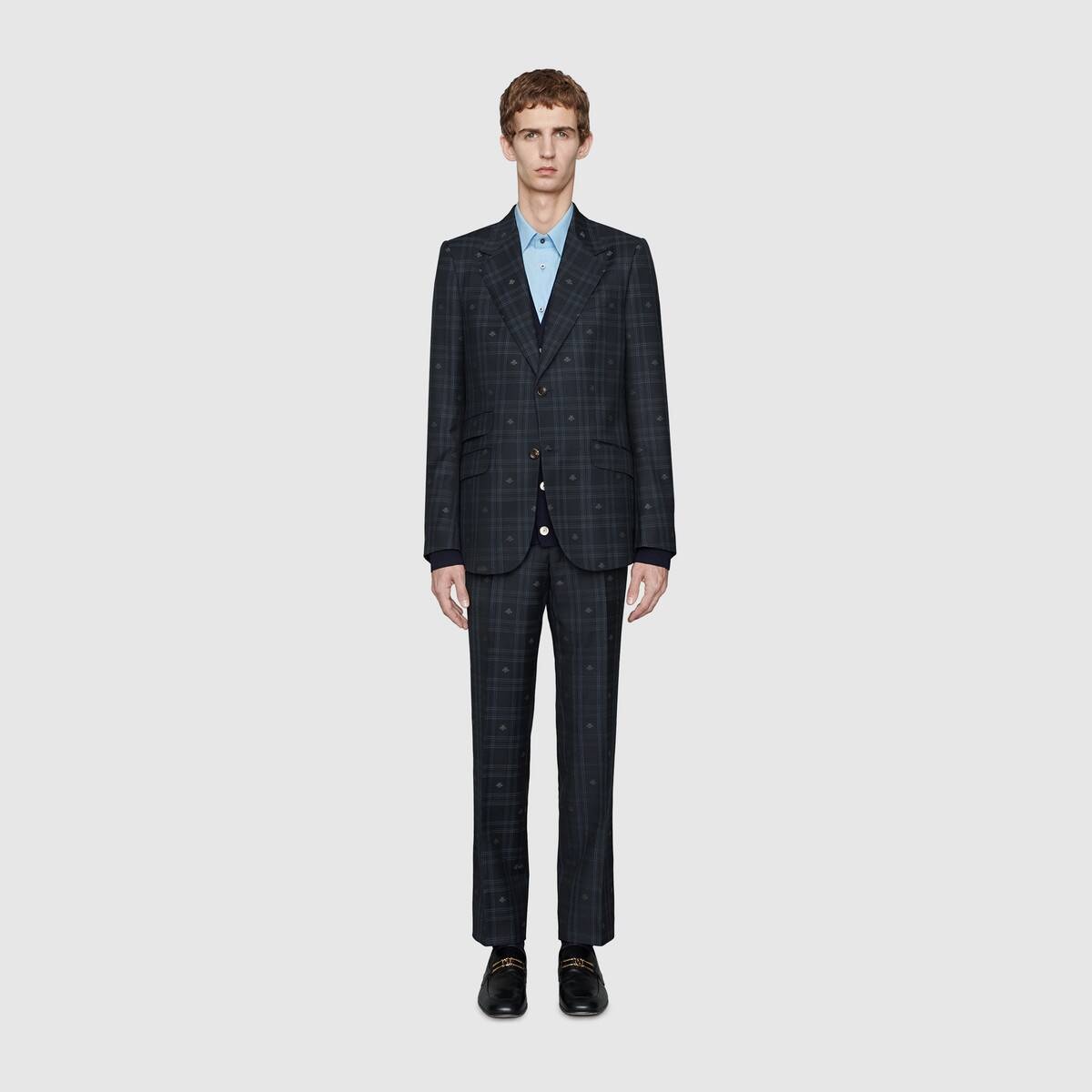 Fitted bee check wool suit - 3