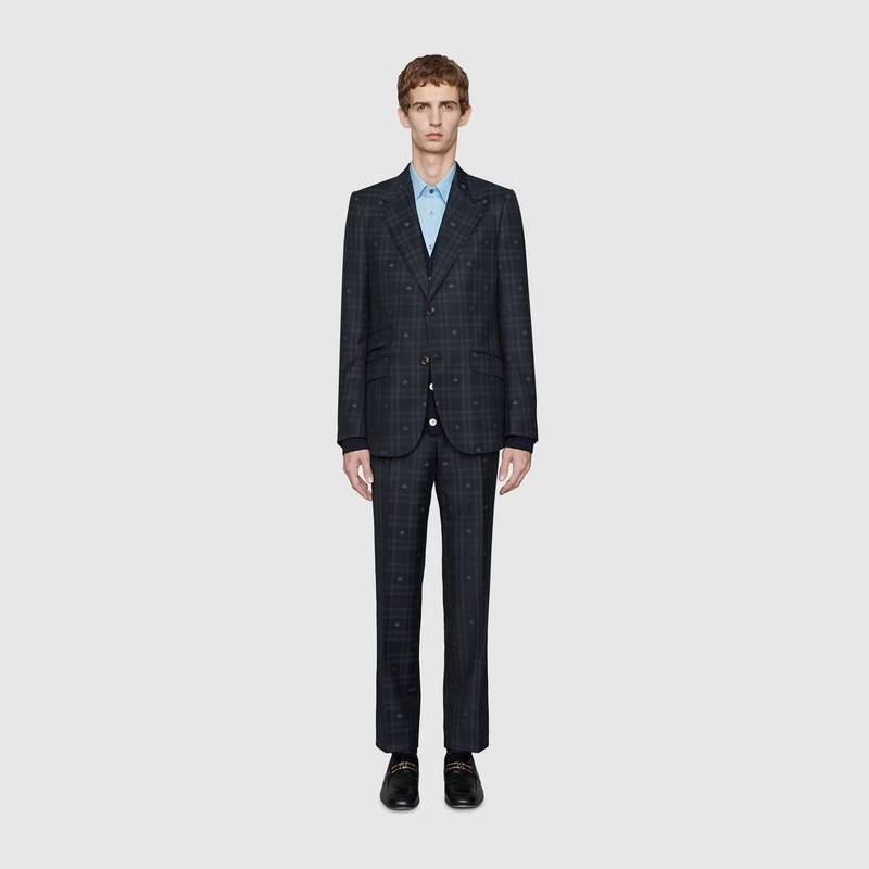 Fitted bee check wool suit 3