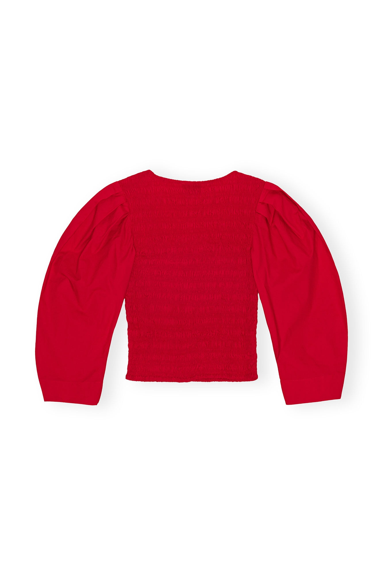 RED COTTON POPLIN SMOCK BLOUSE - 2