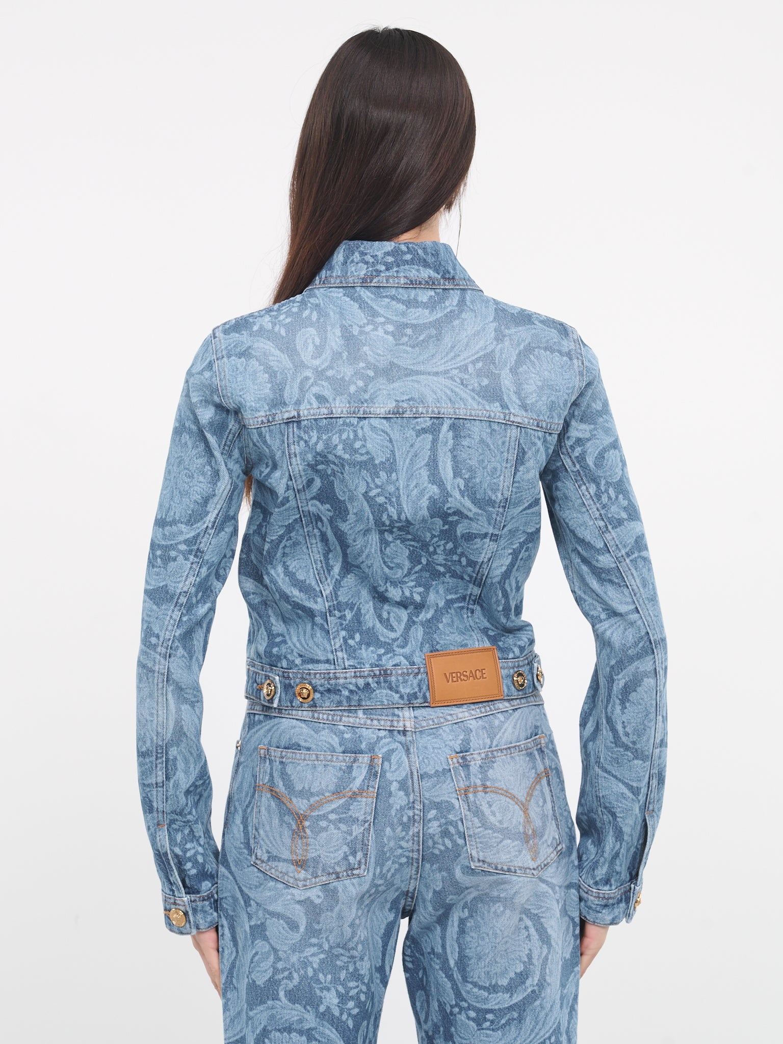 Barocco Print Denim Jacket - 3