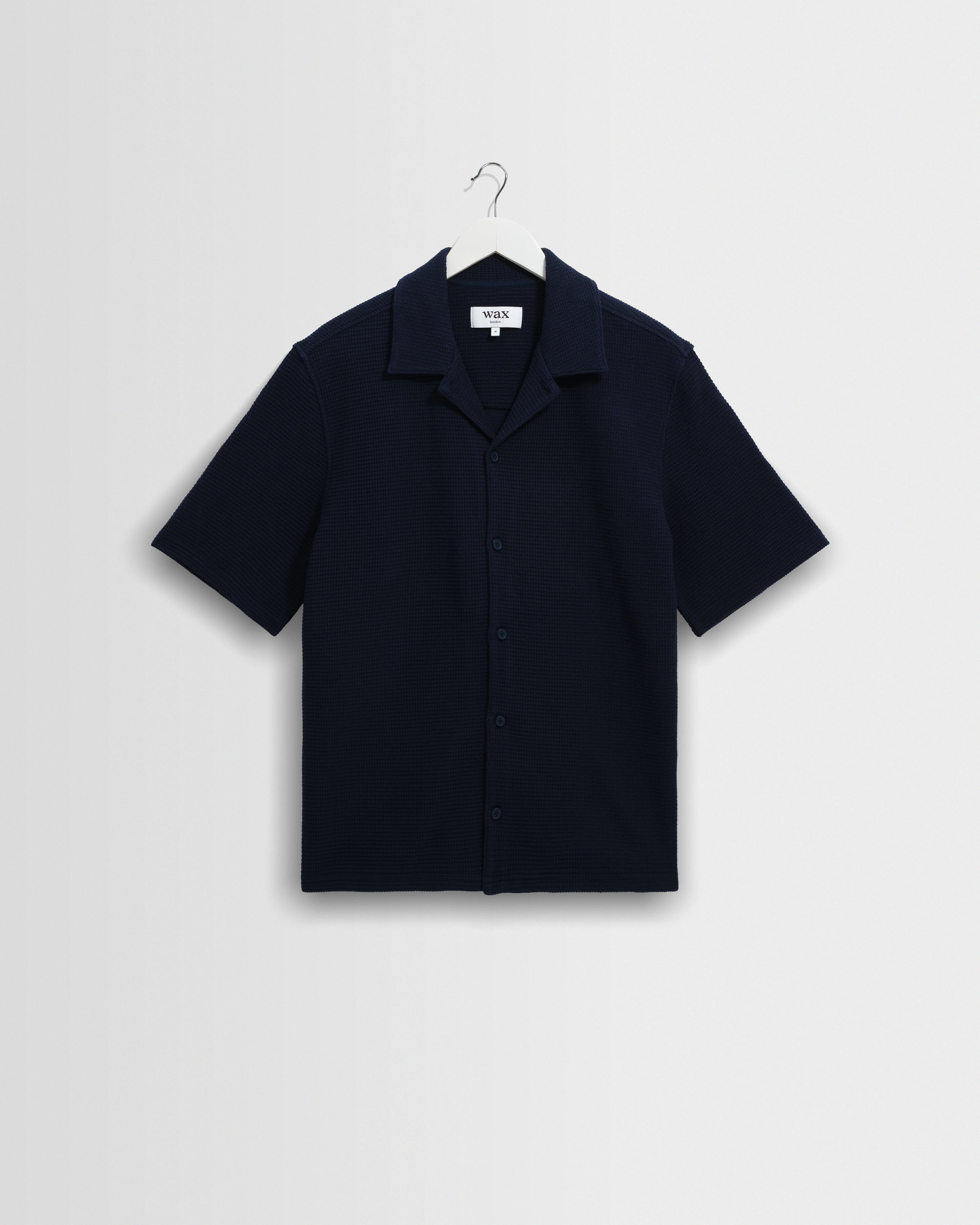 Clayland - Navy Textured Waffle Short-Sleeve Shirt - 1