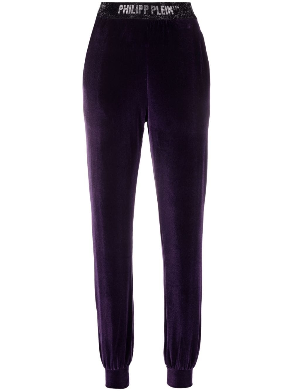 logo-waistband velvet track pants - 1