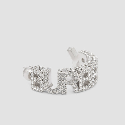 Burberry Crystal Detail Palladium-plated Logo Hoop Earrings outlook