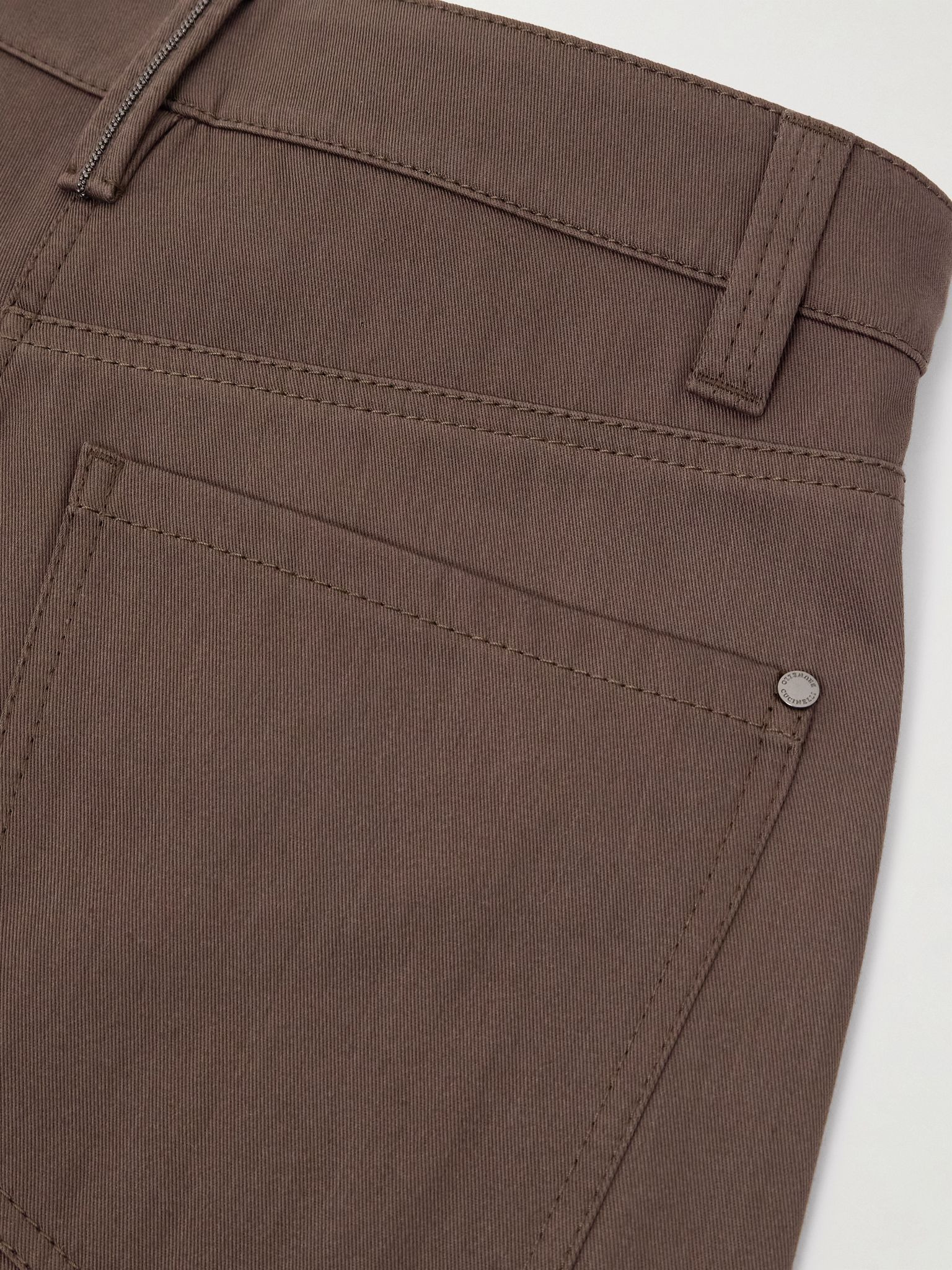 Cropped bead-embellished straight-leg jeans Brown - 6