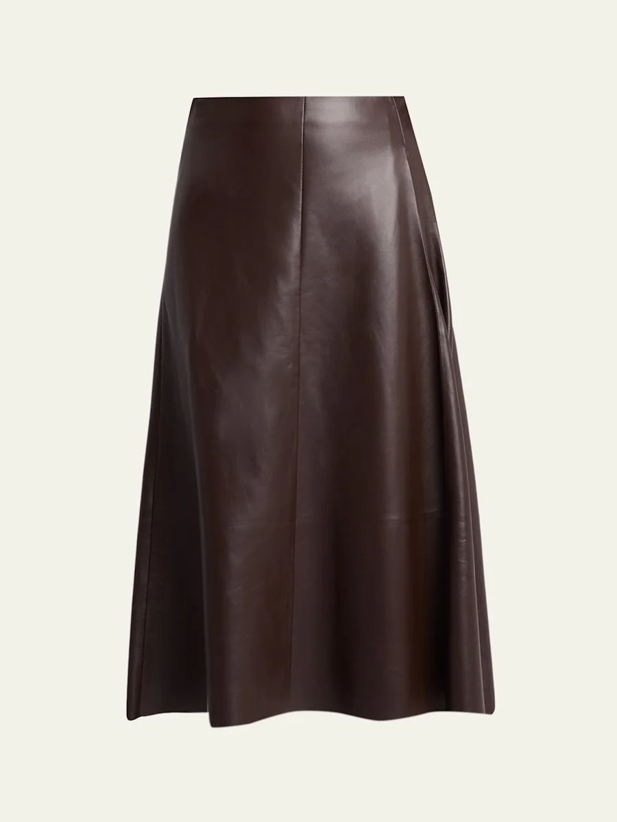 Hedora Leather Midi Skirt - 1