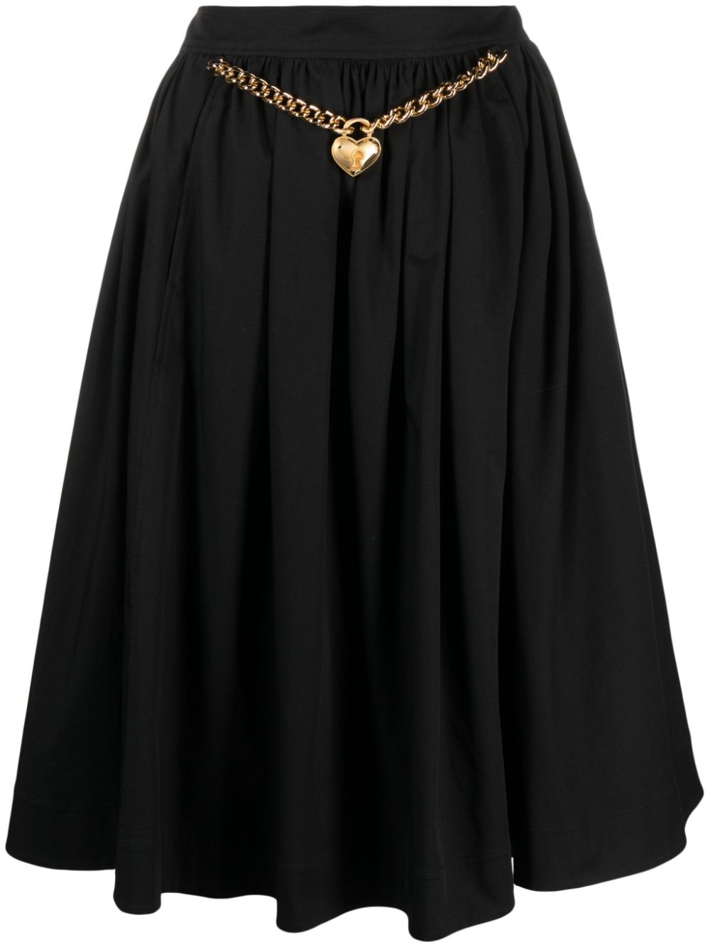 heart-charm ruched midi skirt - 1