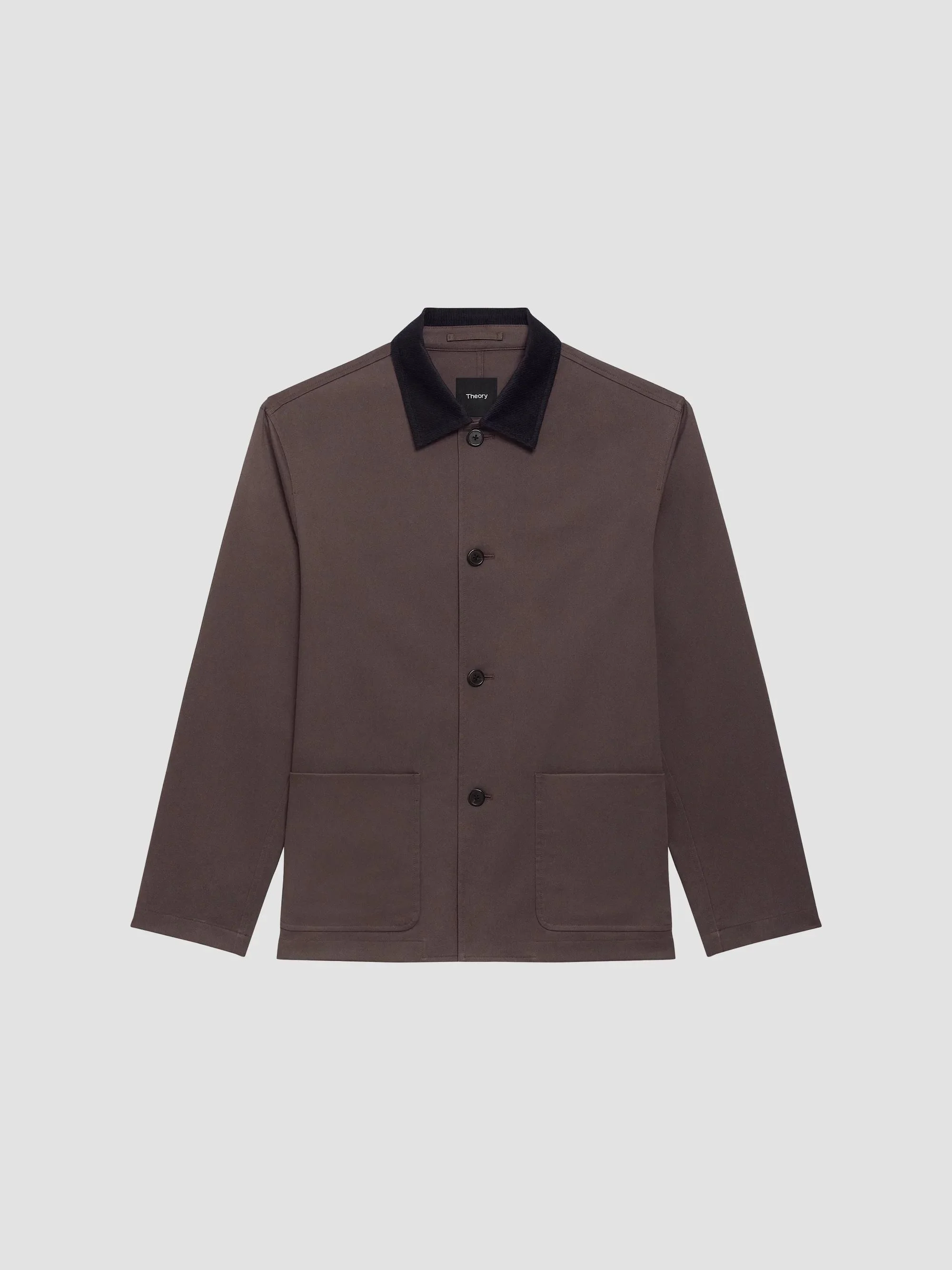 Men's Corduroy-Collar Cotton Twill Jacket - Classic Brown - 1