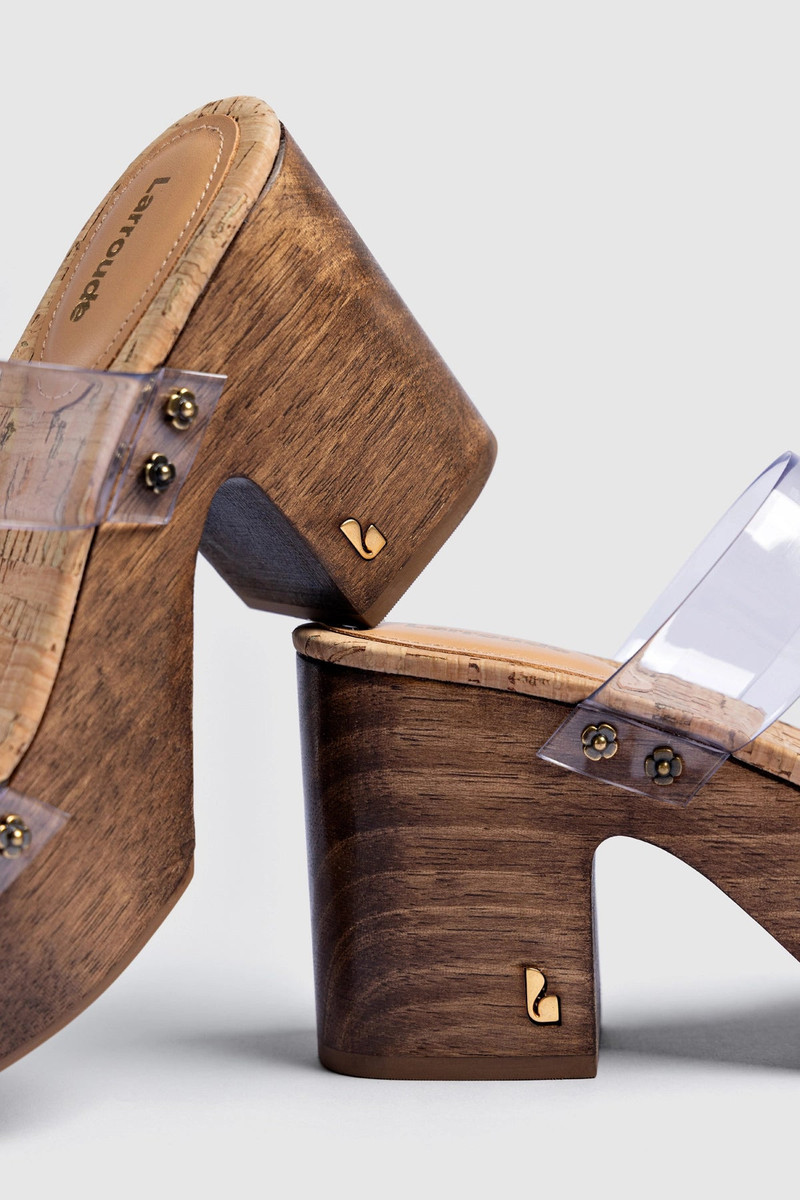 Miso Clear Platform Sandal In Clear Vinyl and Natural Cork 5