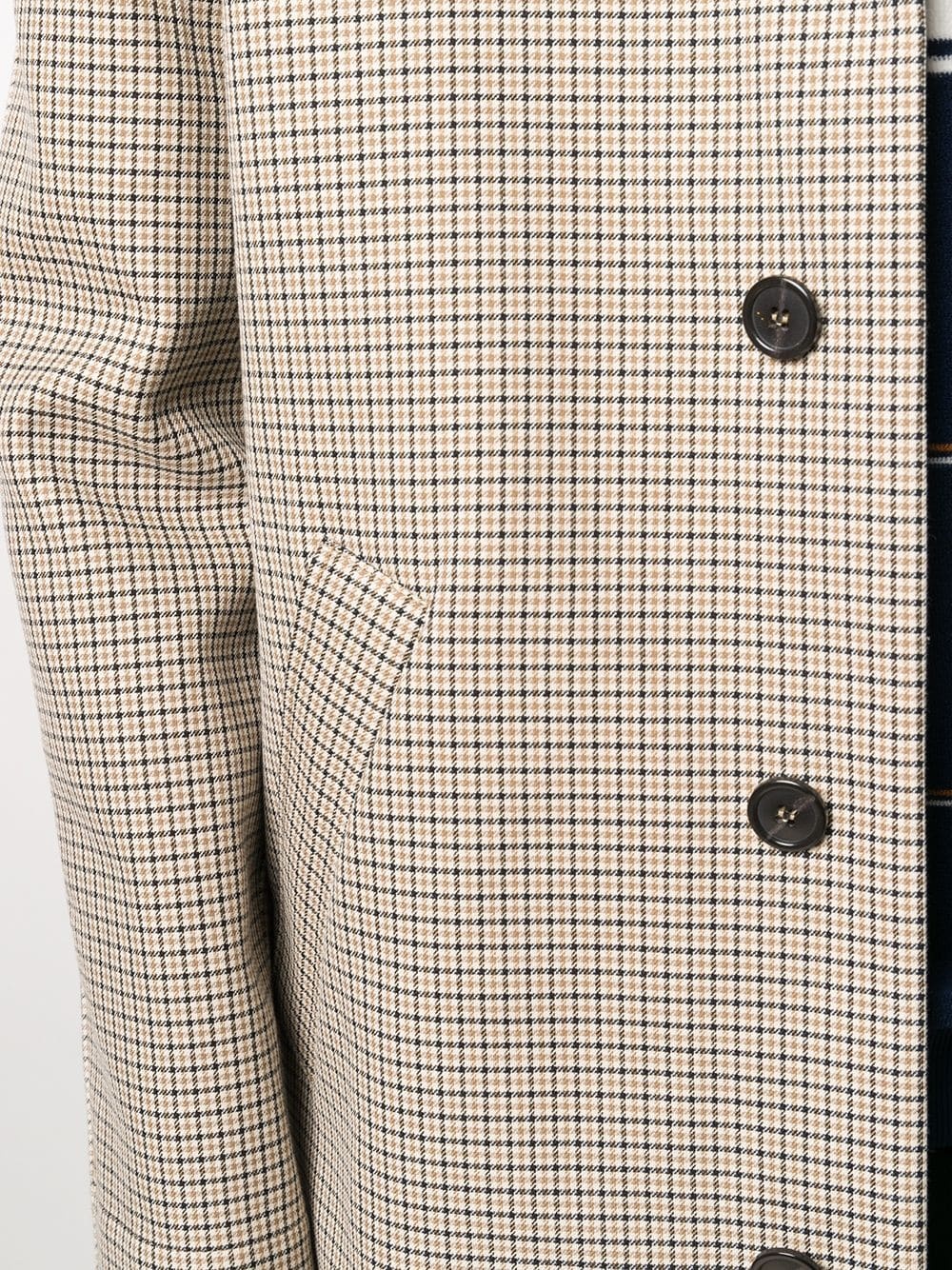 thigh-length checked coat - 5