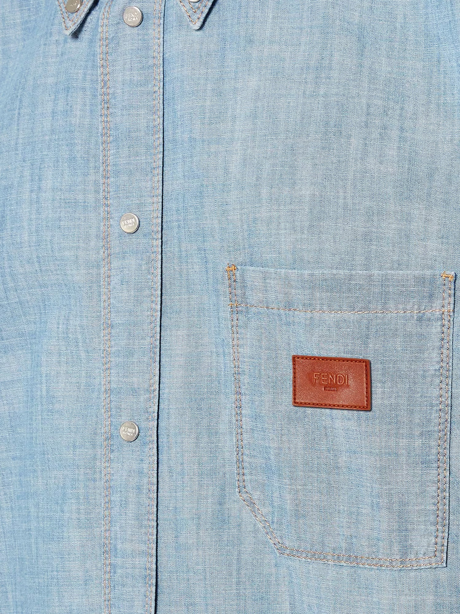 Fendi Men Cotton Shirt With Denim Effect - 3
