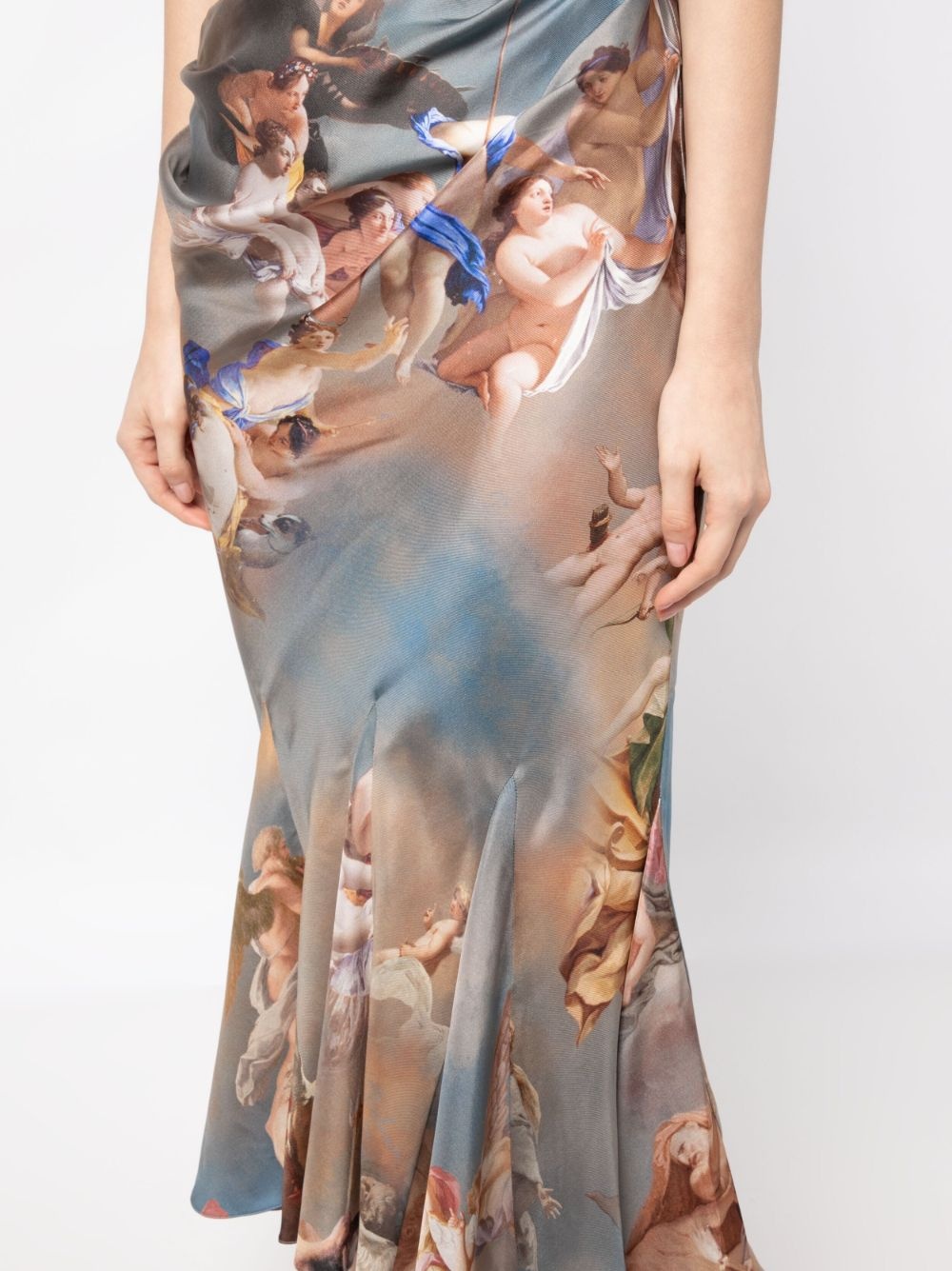 baroque-print silk midi skirt - 5