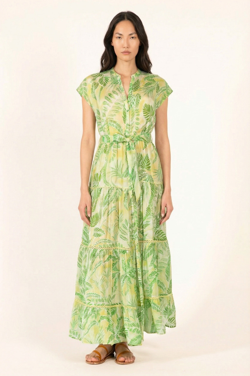 Long Dress Kora - Green Calathea 1