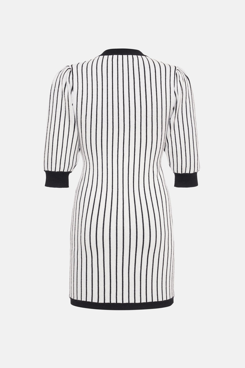 PINSTRIPE KNITTED V-NECK MINI DRESS 2