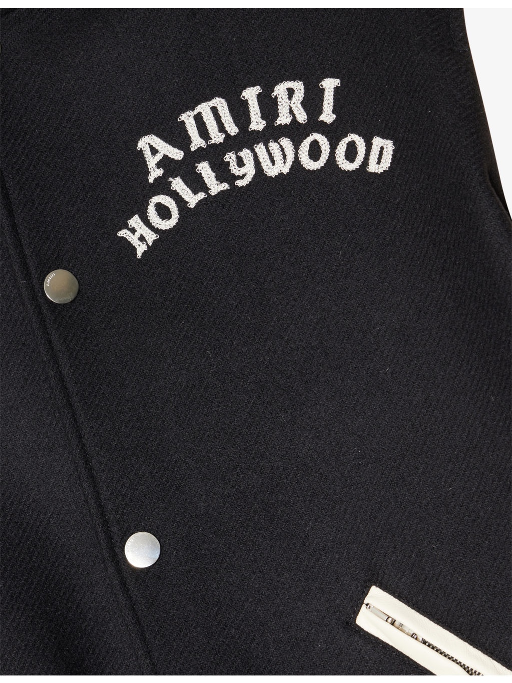 Hollywood Embroidered-Text Wool-Leather Blend Bomber Jacket - 6