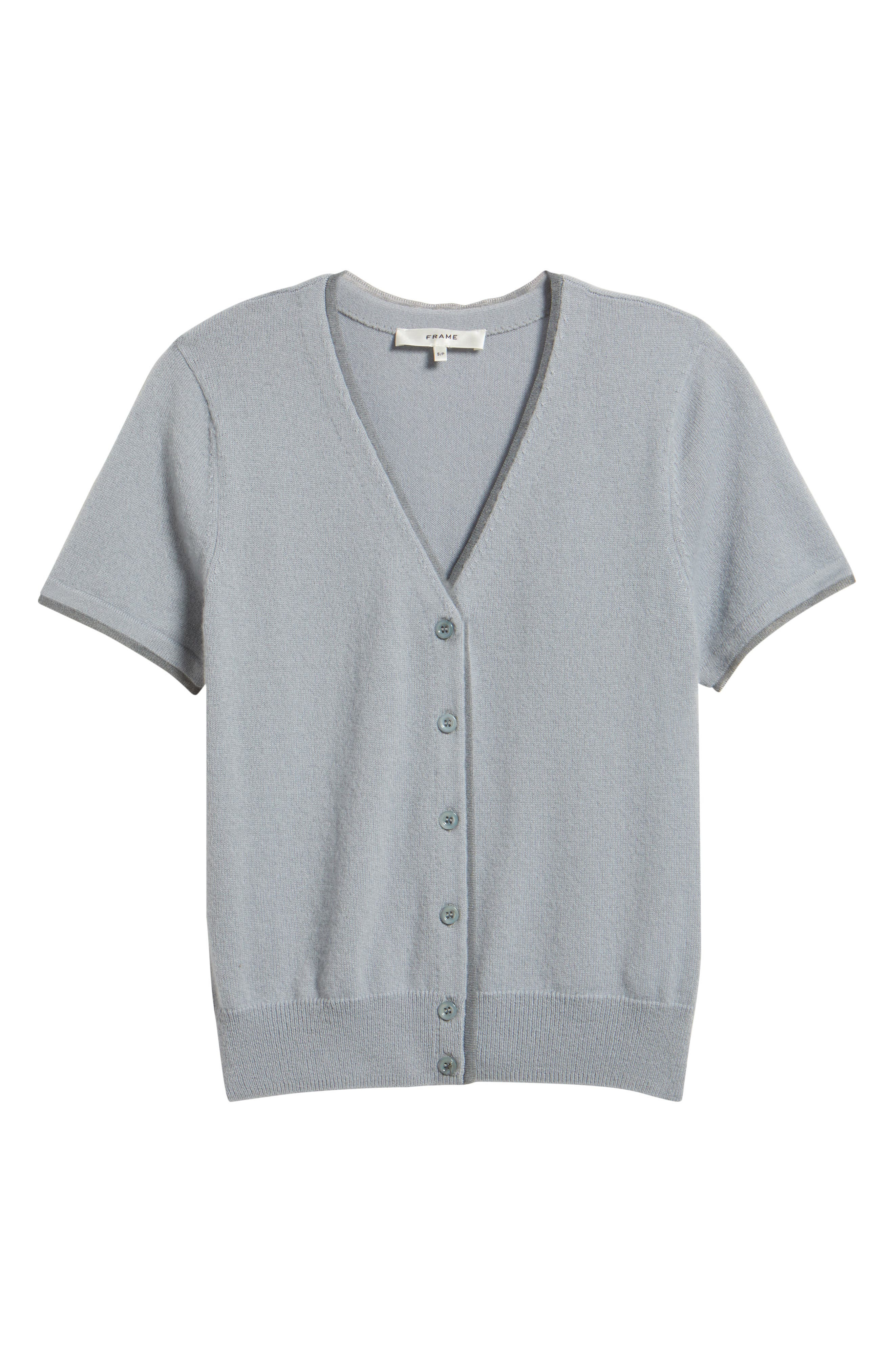 FRAME The Cashmere Mesh Trim Cardigan in Grey Blue at Nordstrom - 5