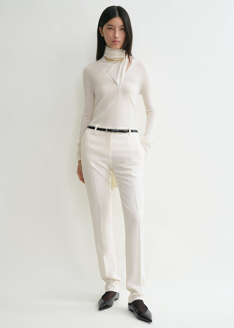 Totême Low-waist slim trousers ecru outlook