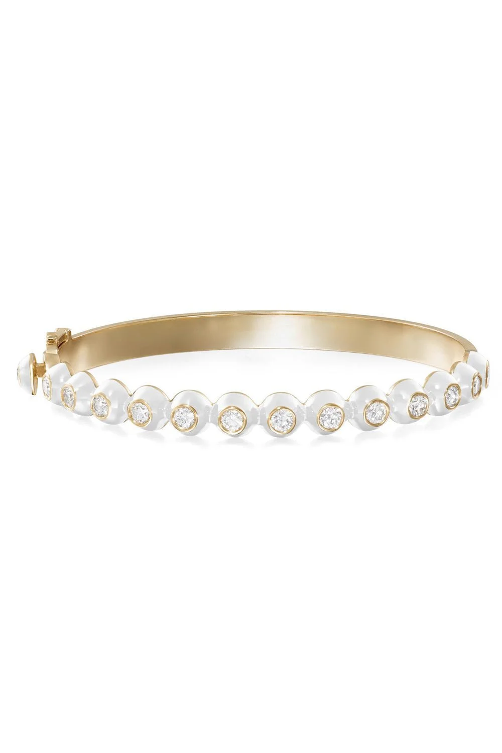 White Audrey Hinged Bangle Bracelet - 1