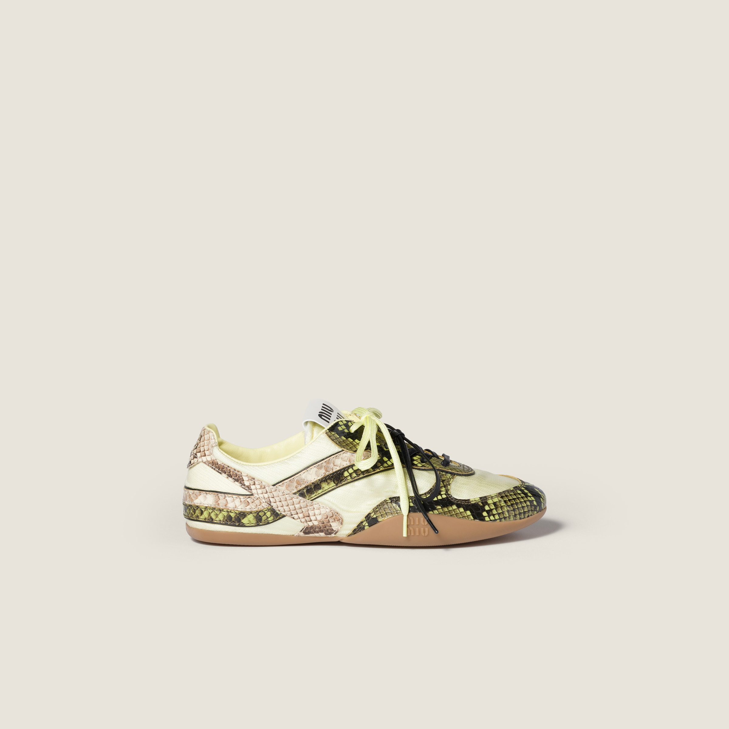 Gymnasium technical fabric and python-print Ayers leather sneakers - 2