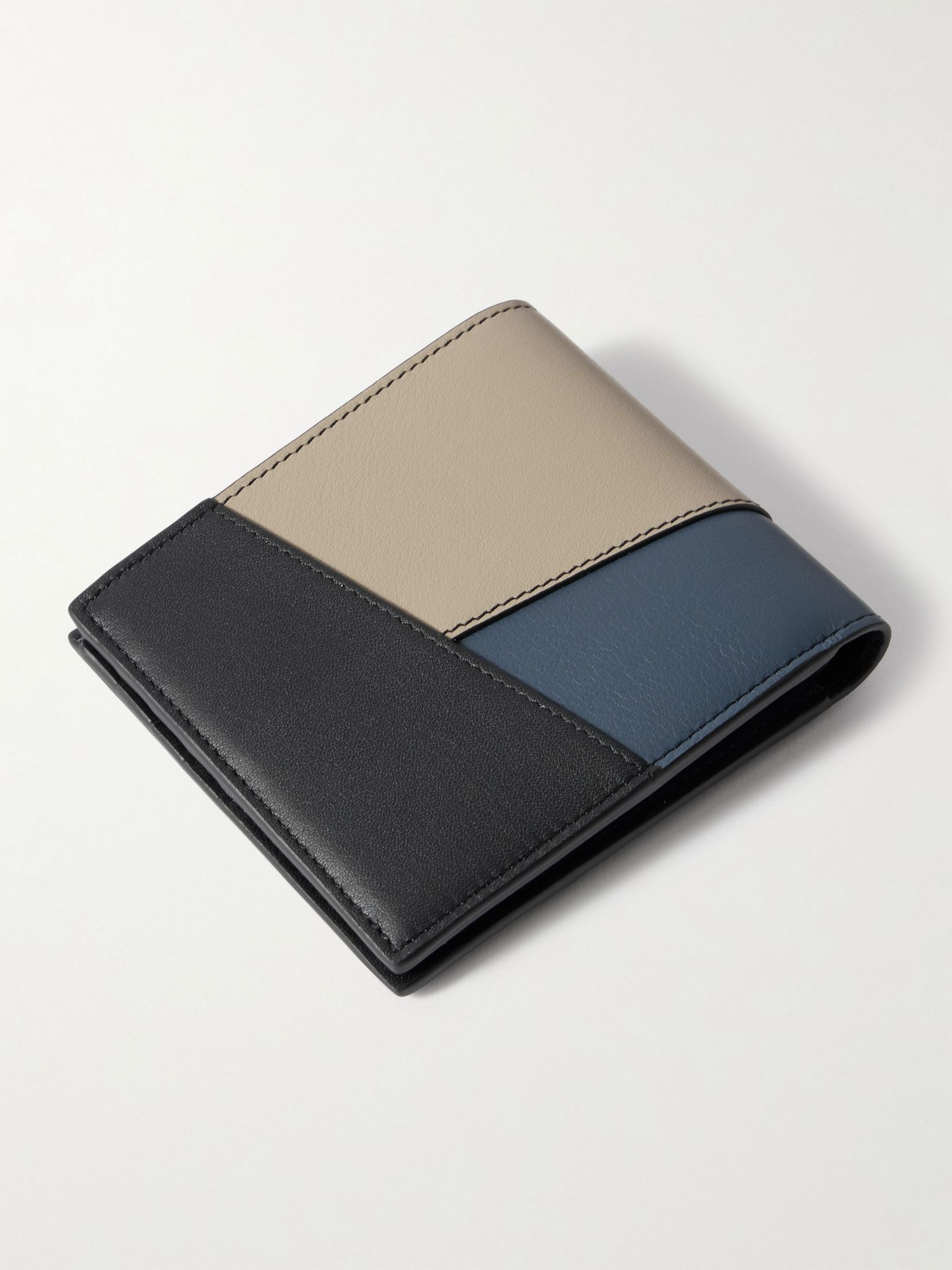 Puzzle Logo-Debossed Leather Billfold Wallet Blue - 2