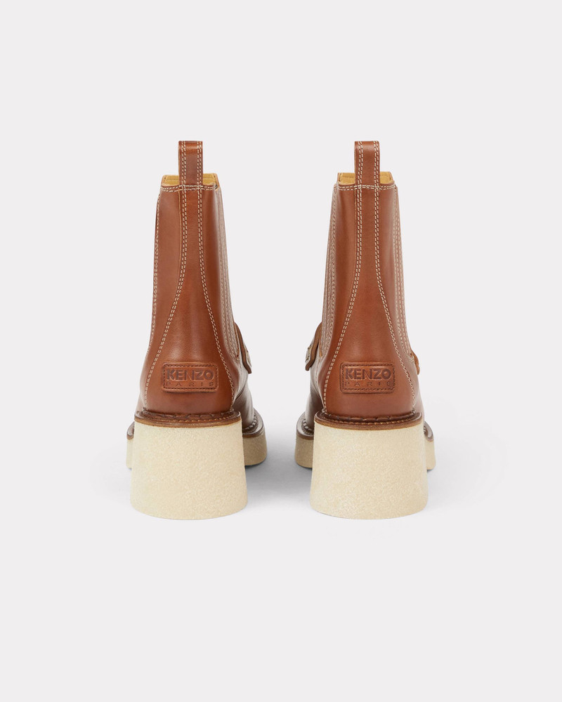 Vegetable-tanned leather KENZOYAMA heeled Chelsea boots 2
