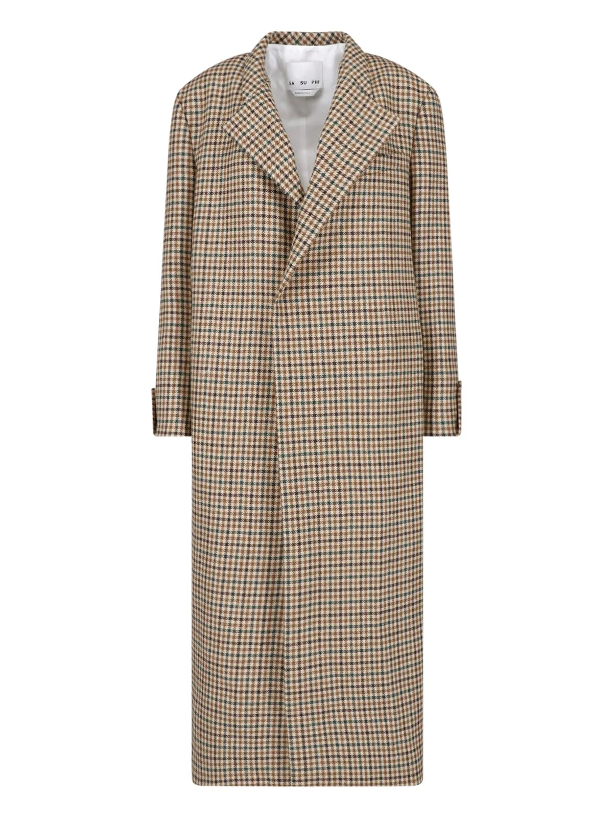 CHECKERED WOOL COAT - 1
