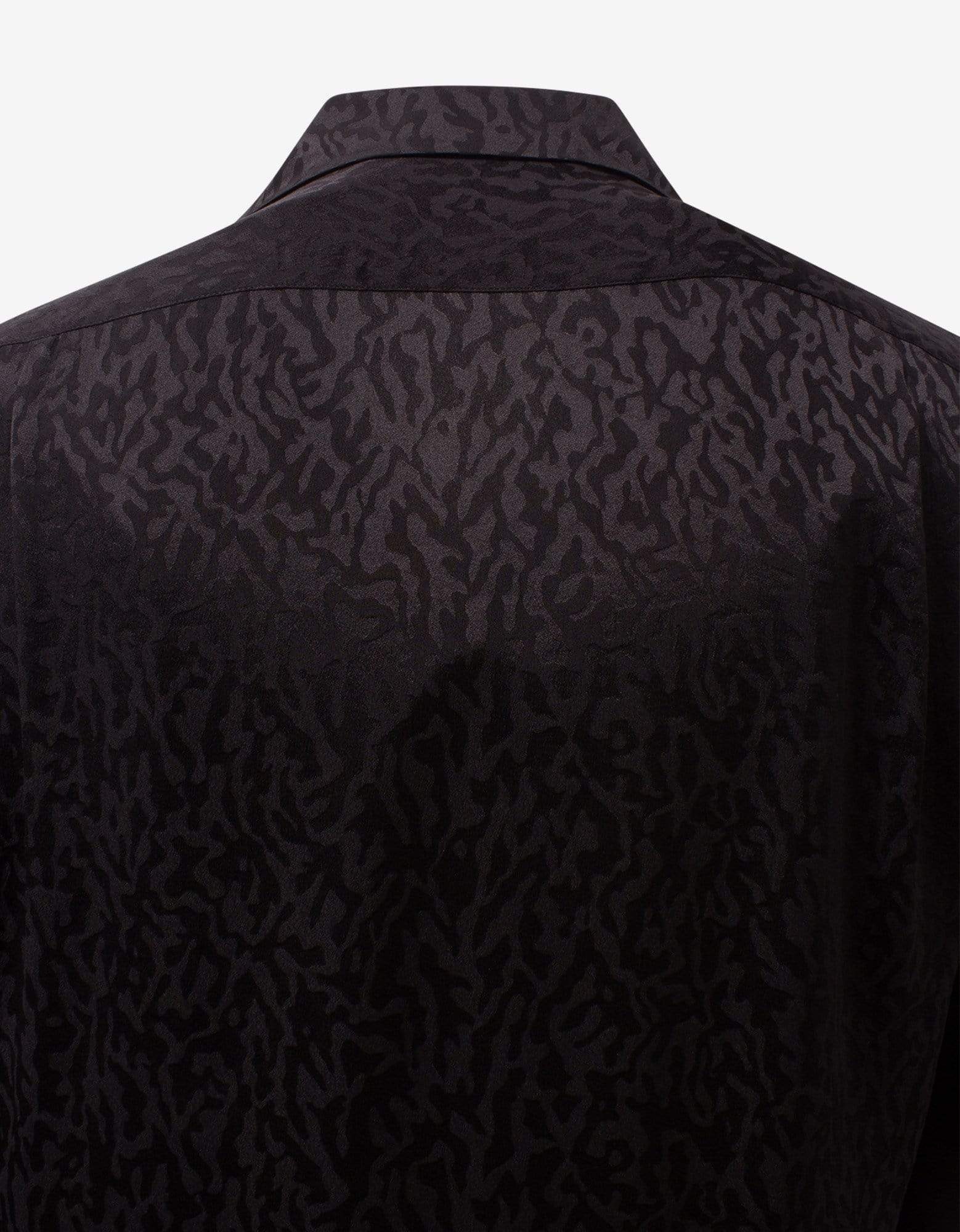 Black Camo Jacquard Silk Shirt - 6