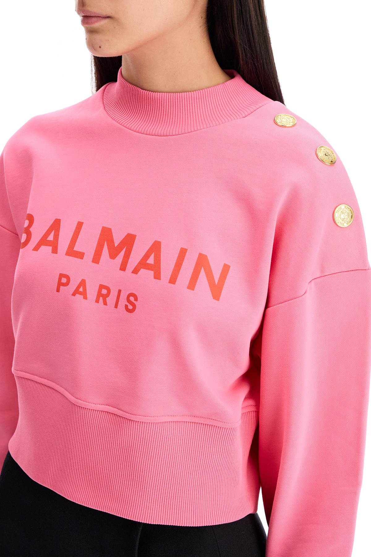 Balmain Cropped Sweatshirt With Buttons - 5