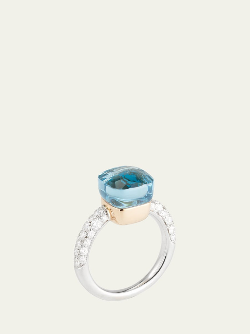 Nudo Deep Blue Petite 18k Gold Sky Blue Topaz Agate and Diamond Ring 1