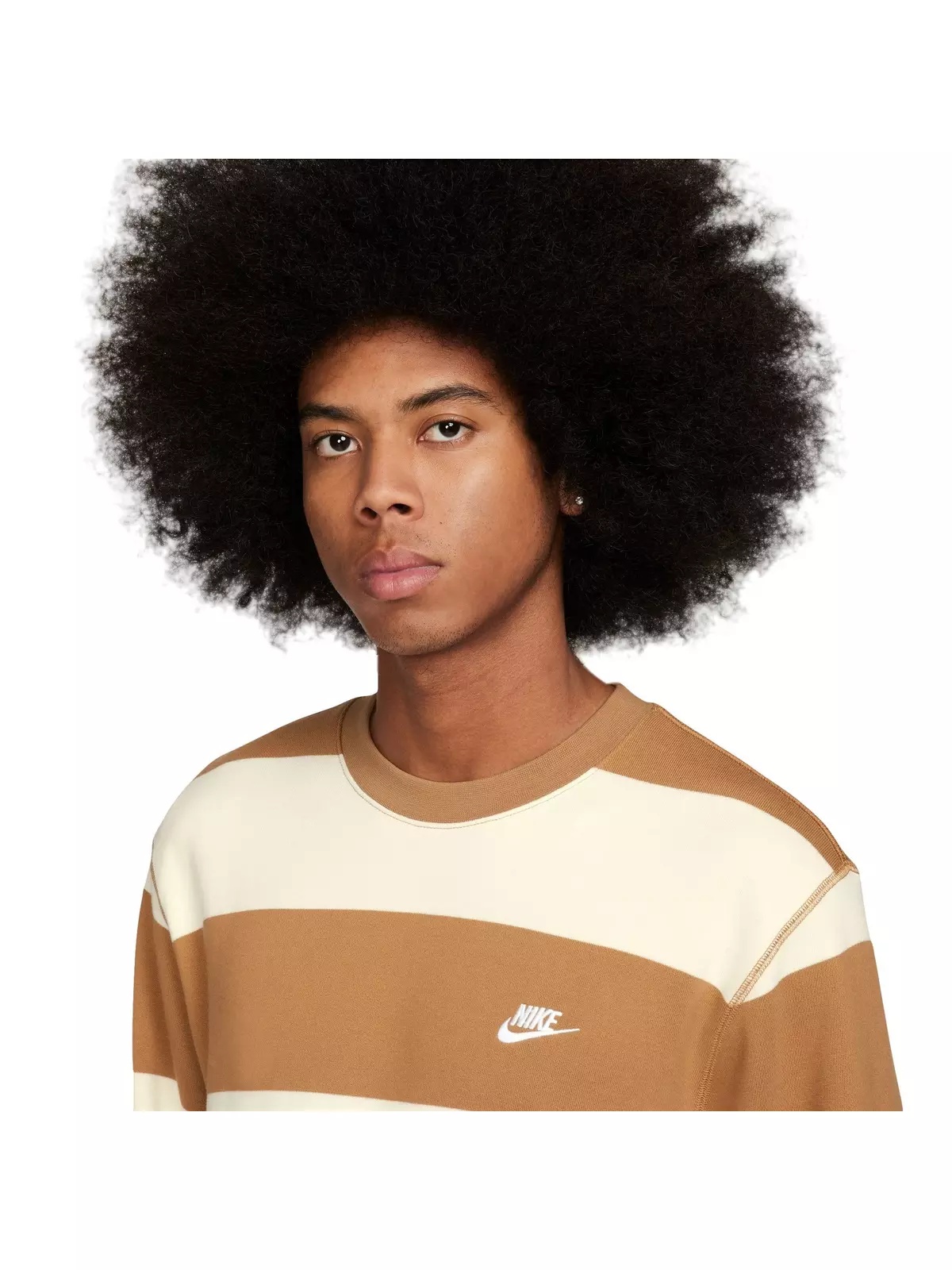Men's Club Stripe Heavyweight French Terry Crew - Flax - 3