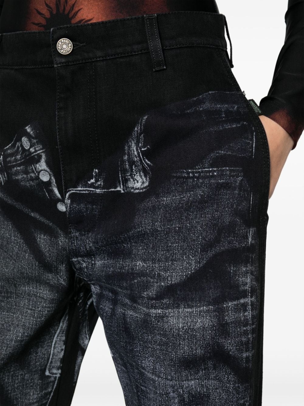Lace-up low-rise wide-leg jeans