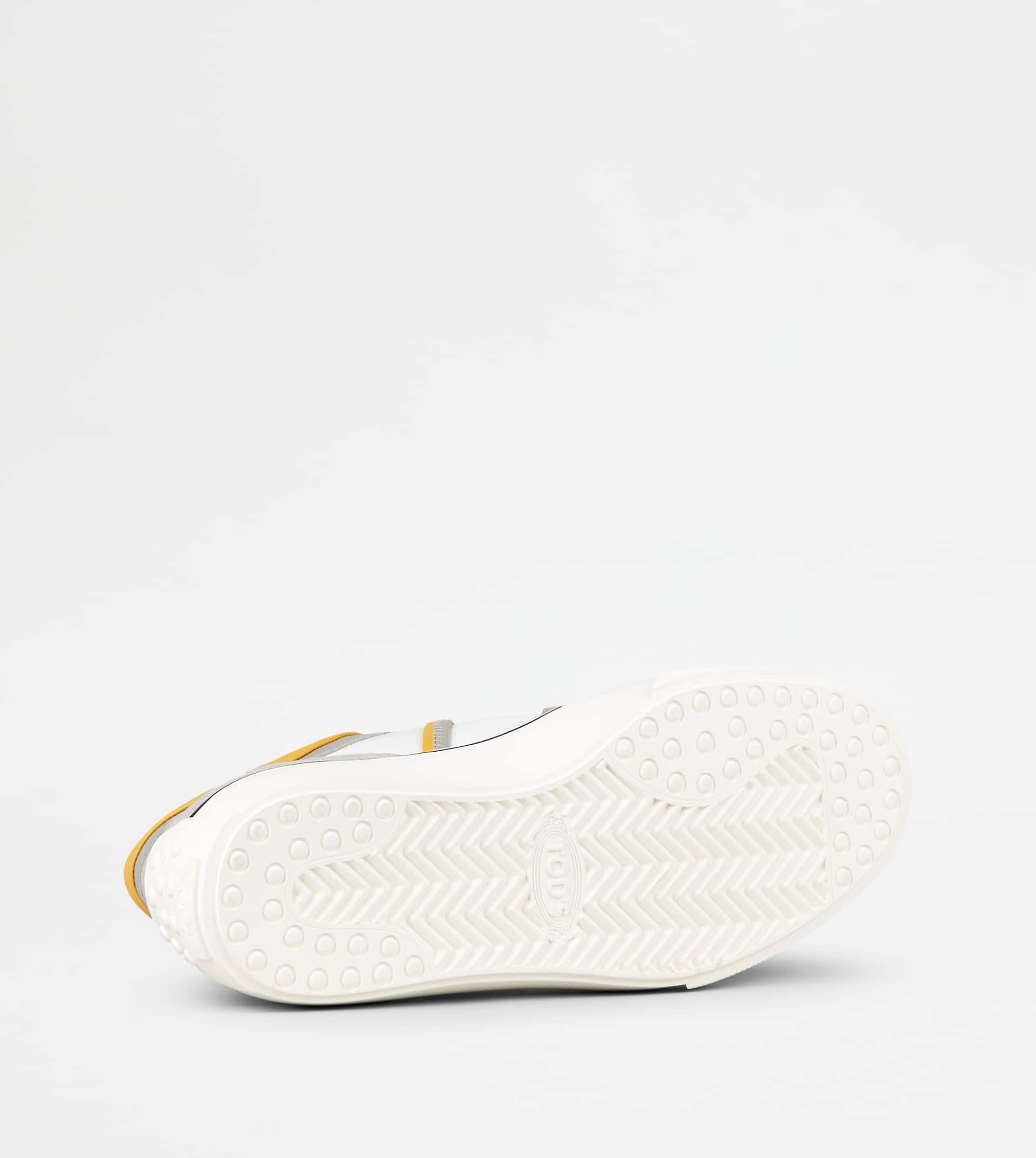 SNEAKERS IN LEATHER - GREY, WHITE, YELLOW - 4