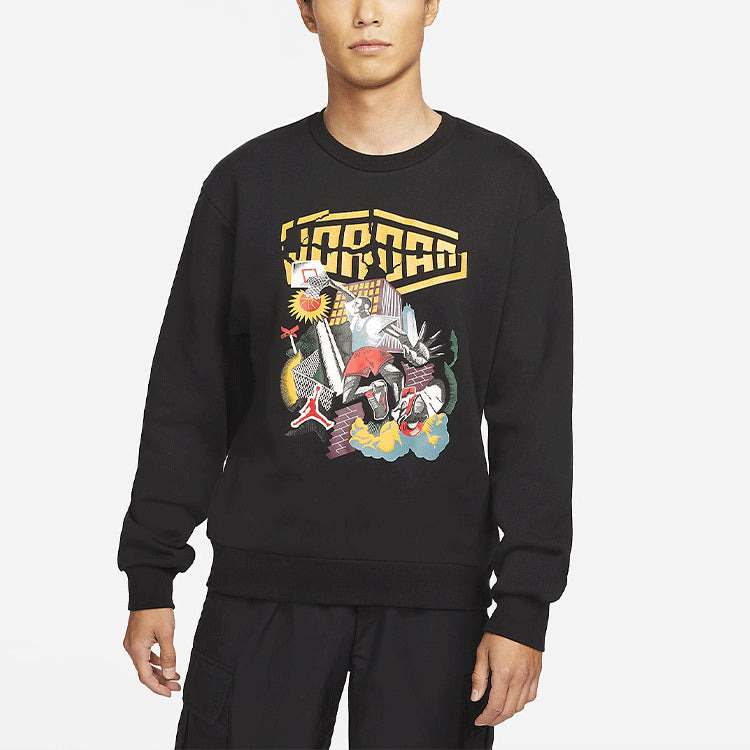 Men's Air Jordan DNA Funny Printing Athleisure Casual Sports Fleece Pullover Black DC9616-010 - 5