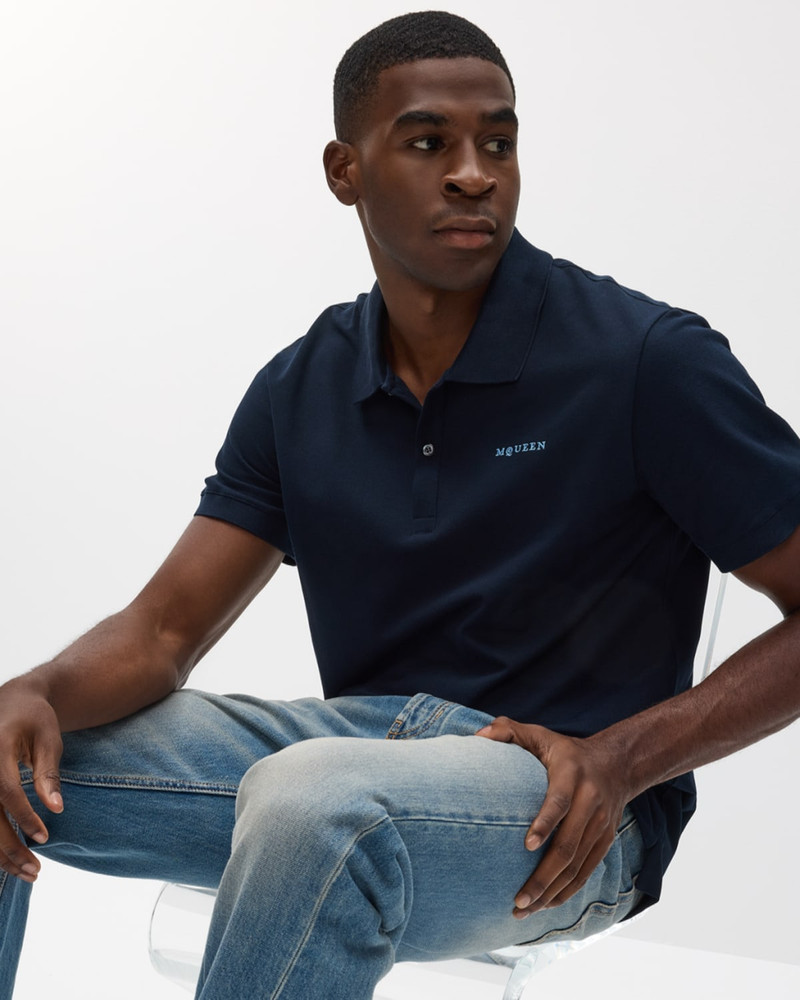 Alexander McQueen Men's Embroidered Logo Pique Polo Shirt outlook
