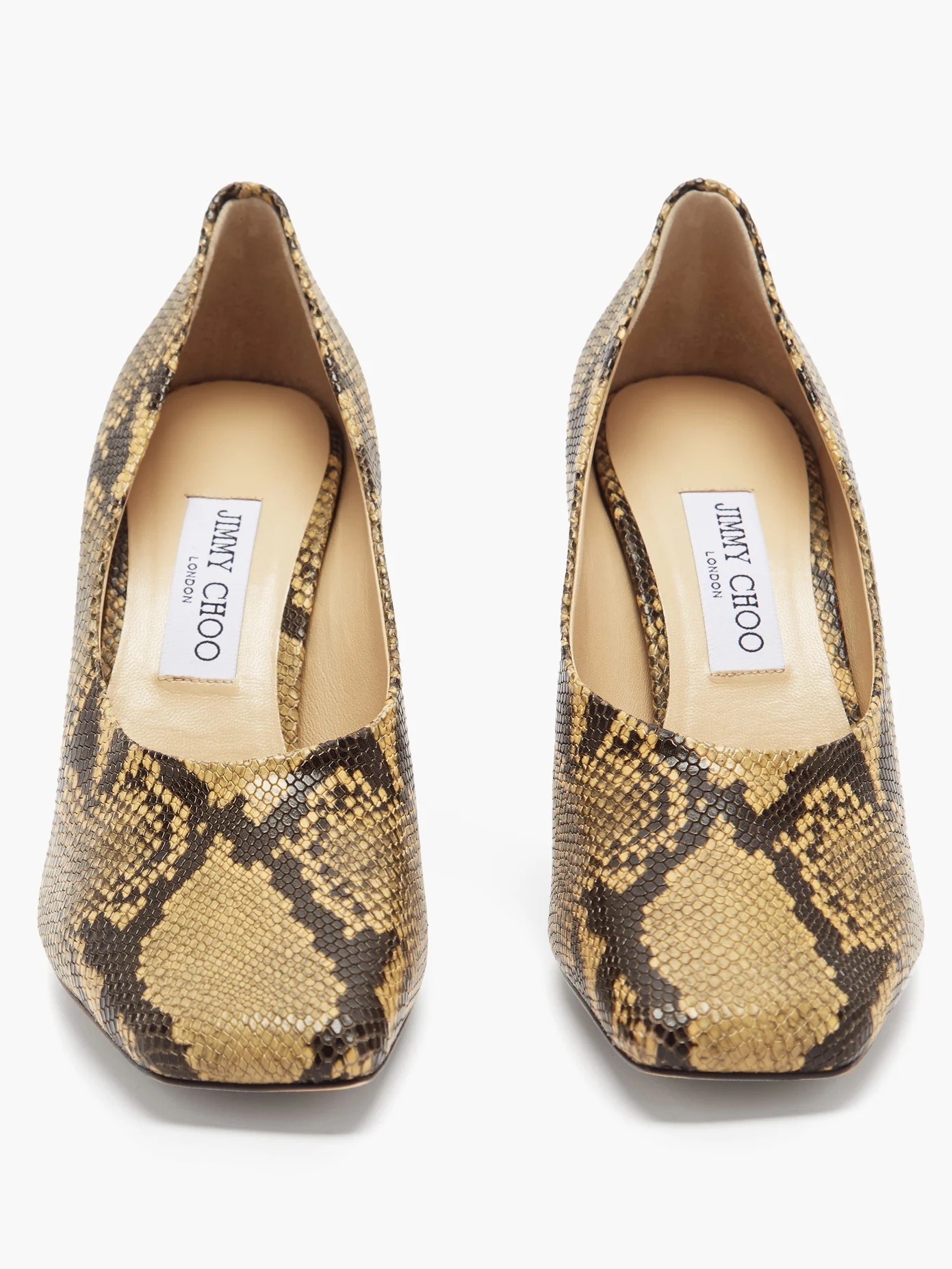 Marcela 85 square-toe python-effect leather pumps - 5