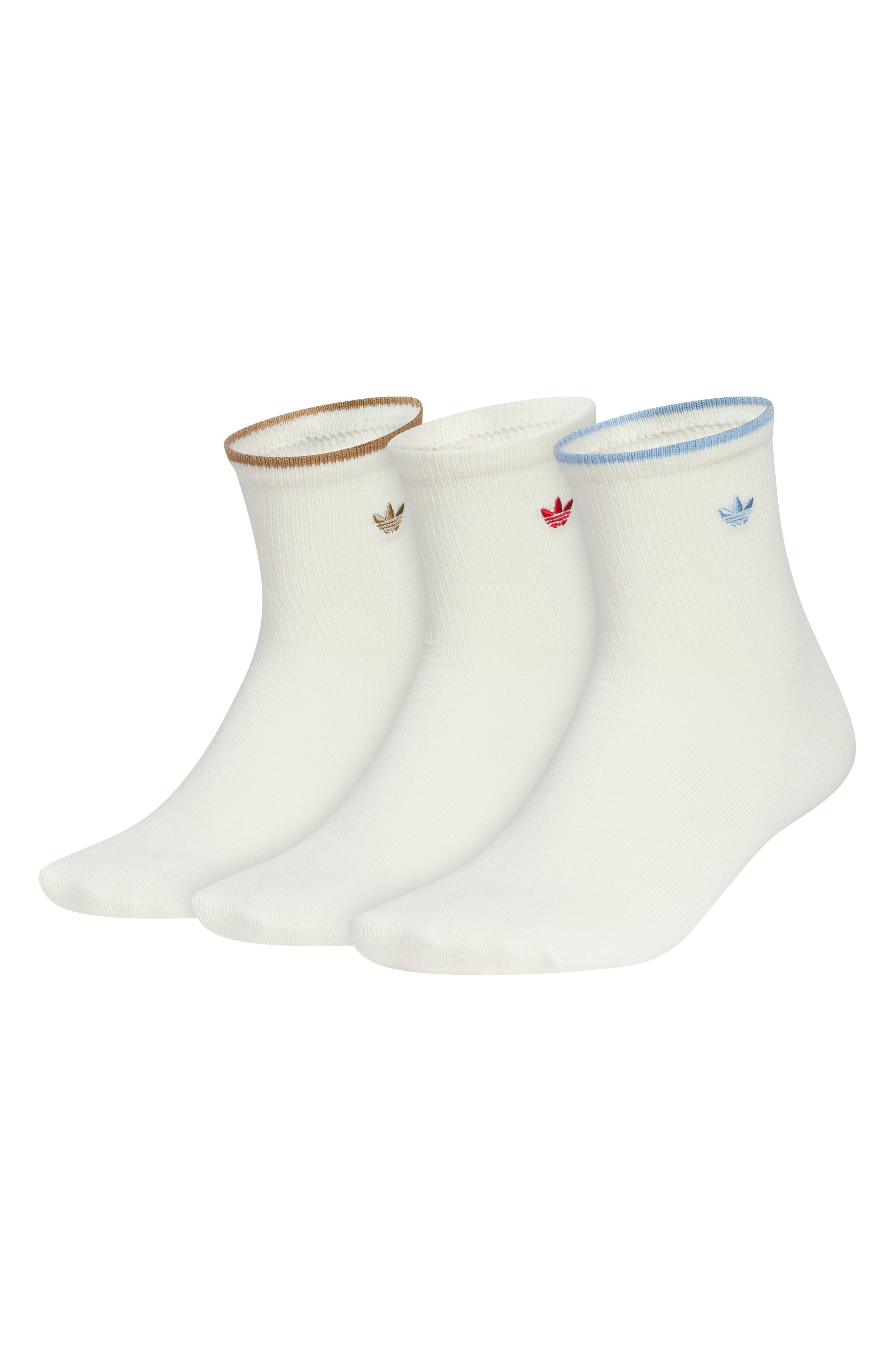 adidas Luna Assorted 3-Pack Ankle Socks in Cream White/Cardboard Brown at Nordstrom - 1
