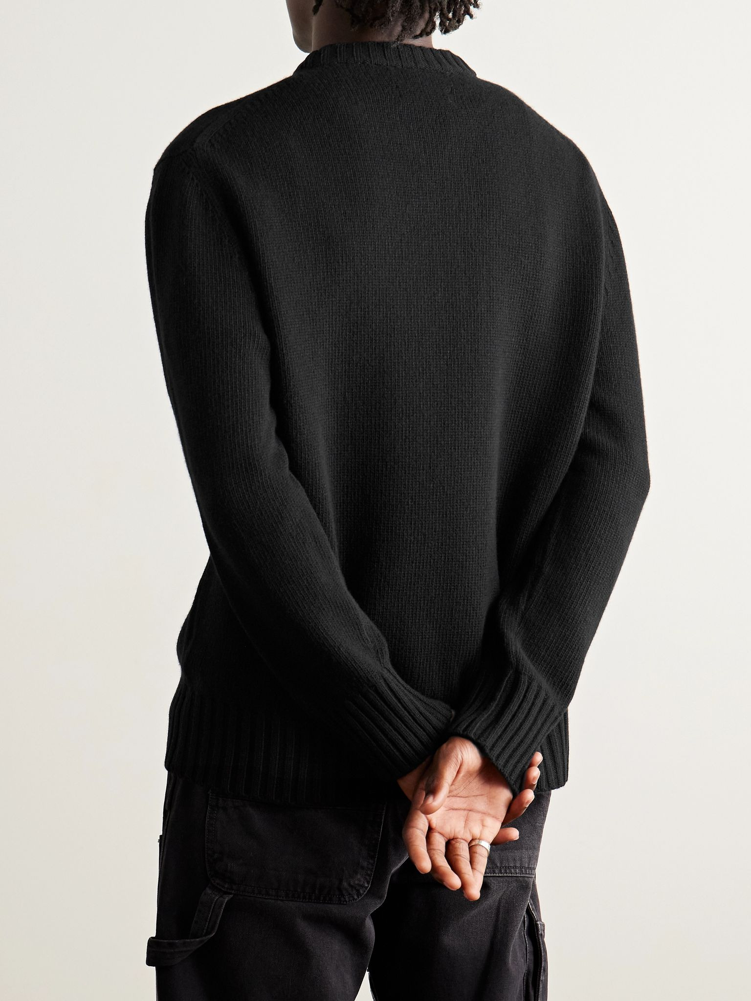 Logo-Embroidered Wool Sweater Black - 4