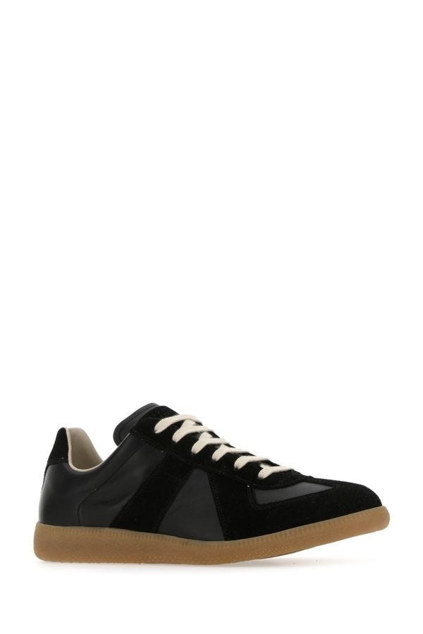 Maison Margiela Woman Black Leather Replica Sneakers - 2