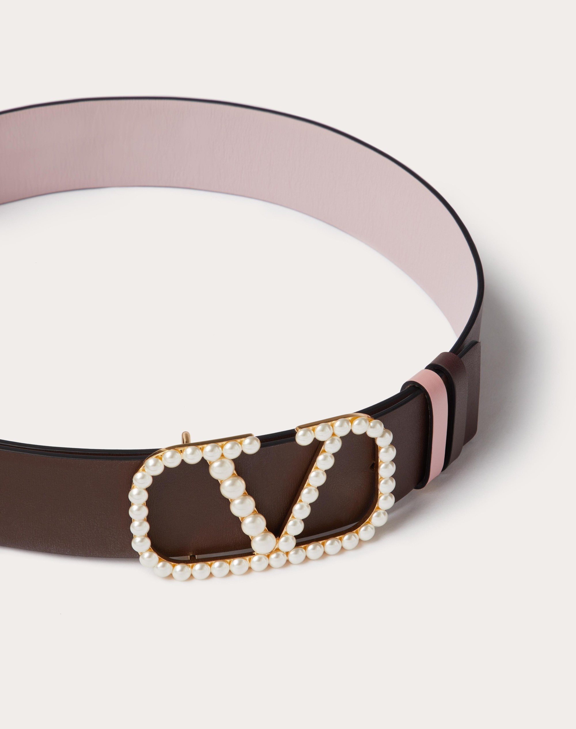 VLOGO SIGNATURE REVERSIBLE BELT IN SHINY CALFSKIN WITH PEARLS 40 MM - 4