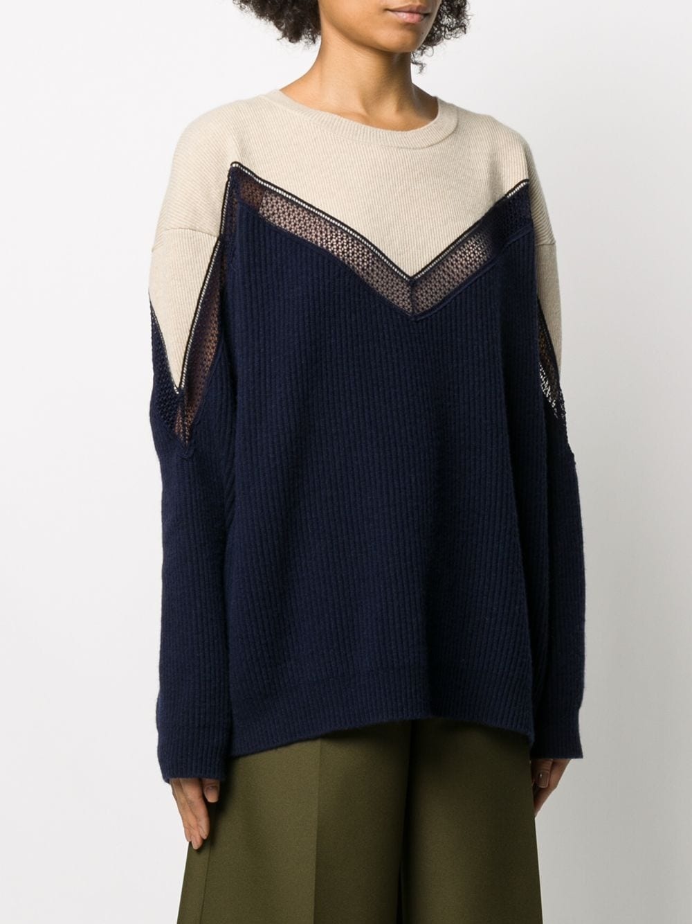 two-tone chevron knitted jumper - 3