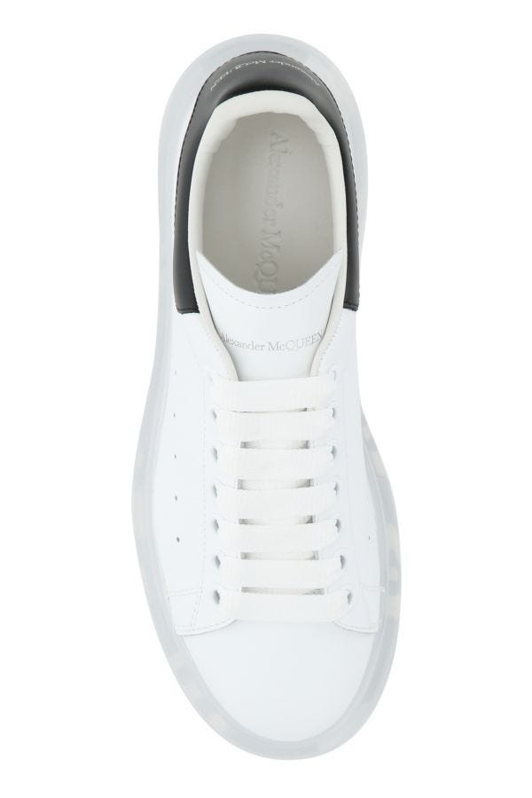 White leather sneakers with black leather heel - 4