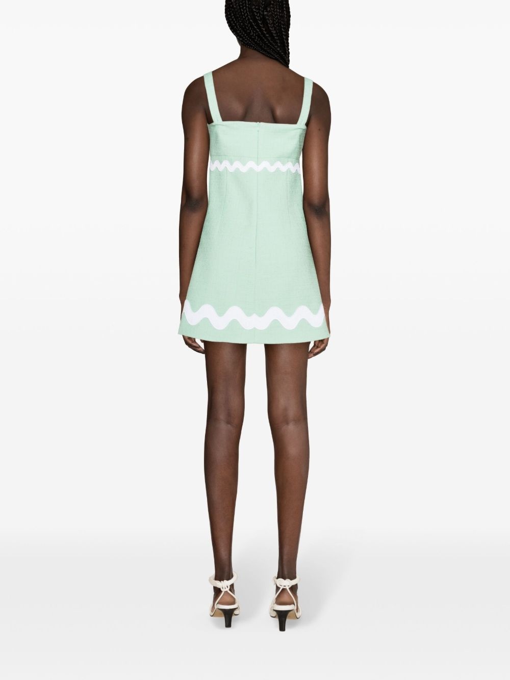 bow-neckline tweed mini dress - 4