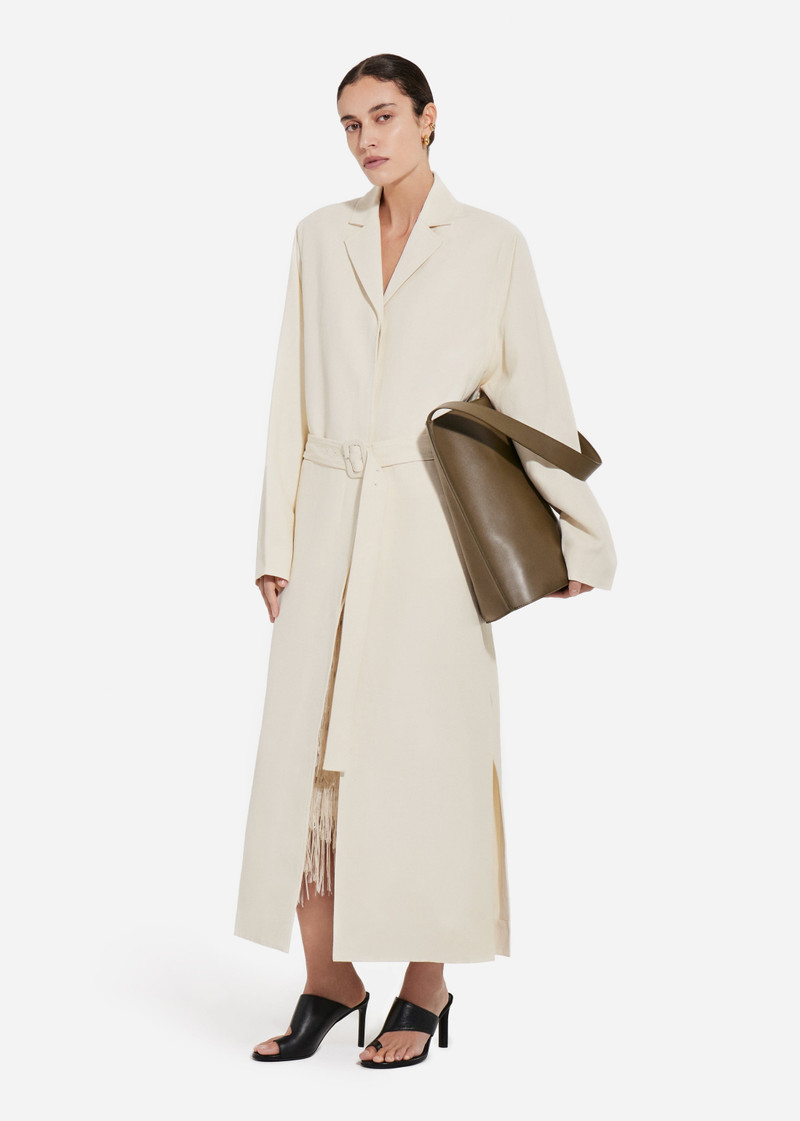 Belted Notch Collar Coat in Viscose Linen 3