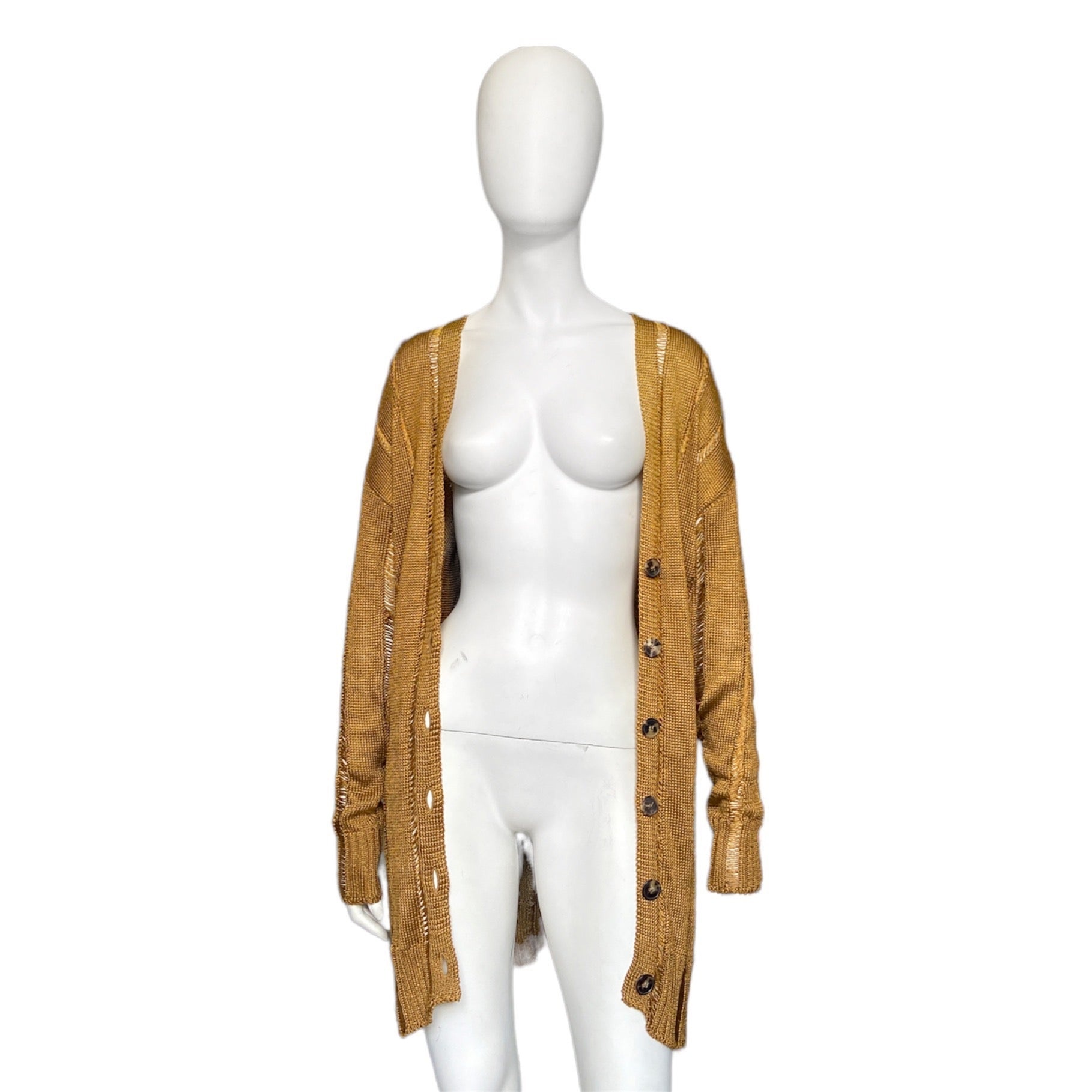 Jean Paul Gaultier gold open knit cardigan XS - 2