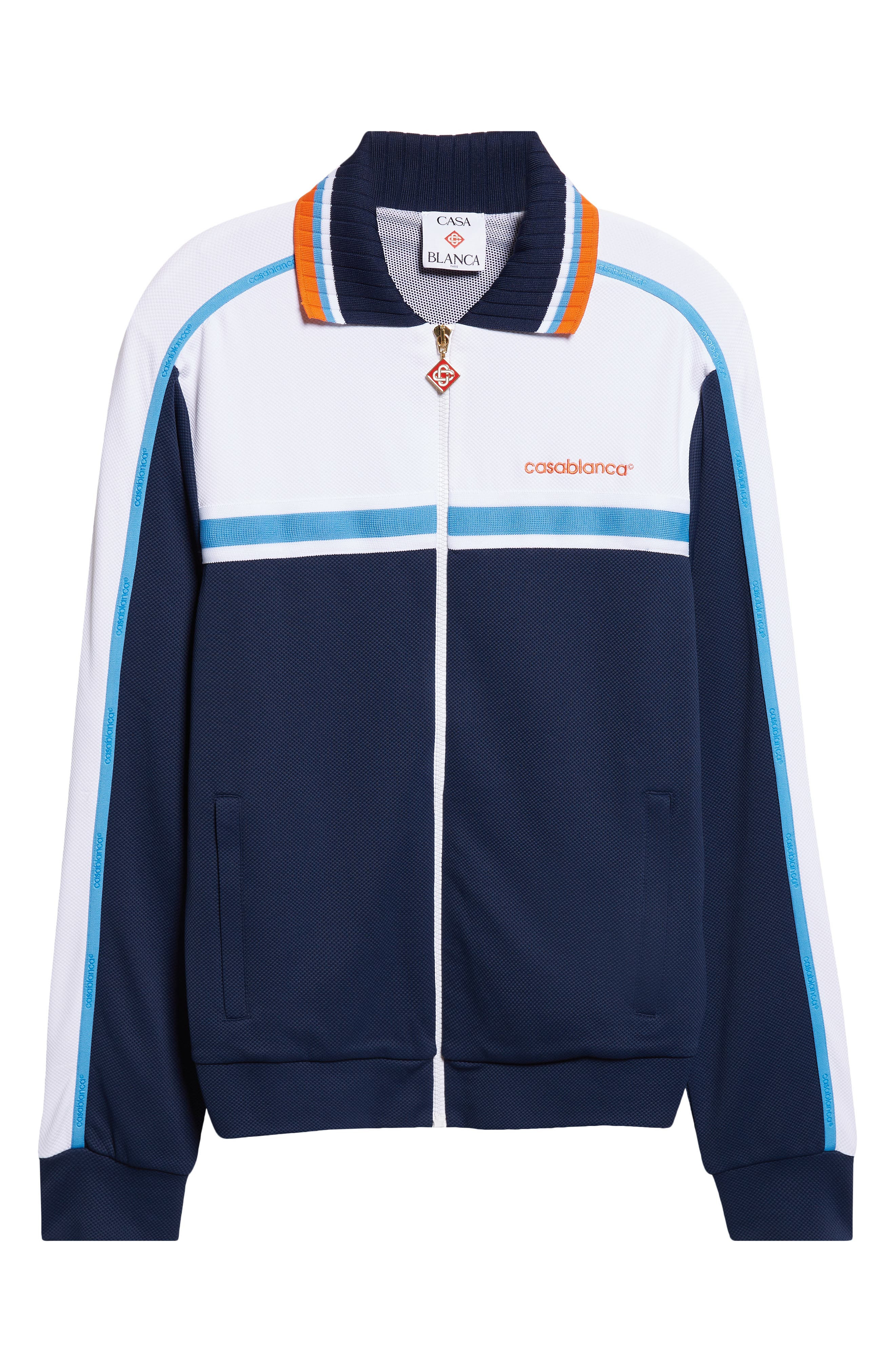 Casablanca Textured Colorblock Track Jacket in Navy /White at Nordstrom - 7