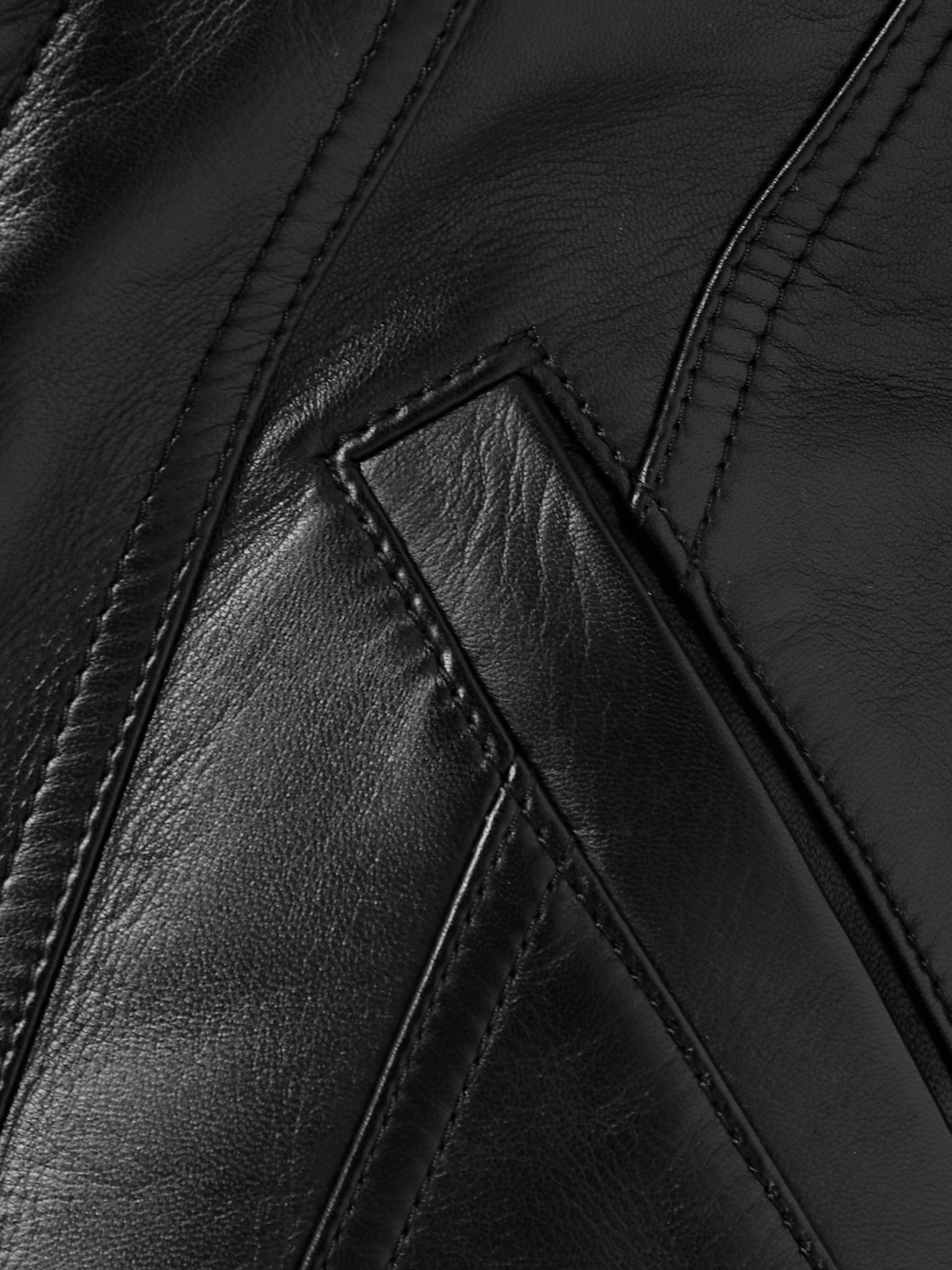 Corduroy-trimmed leather peplum jacket Black - 4