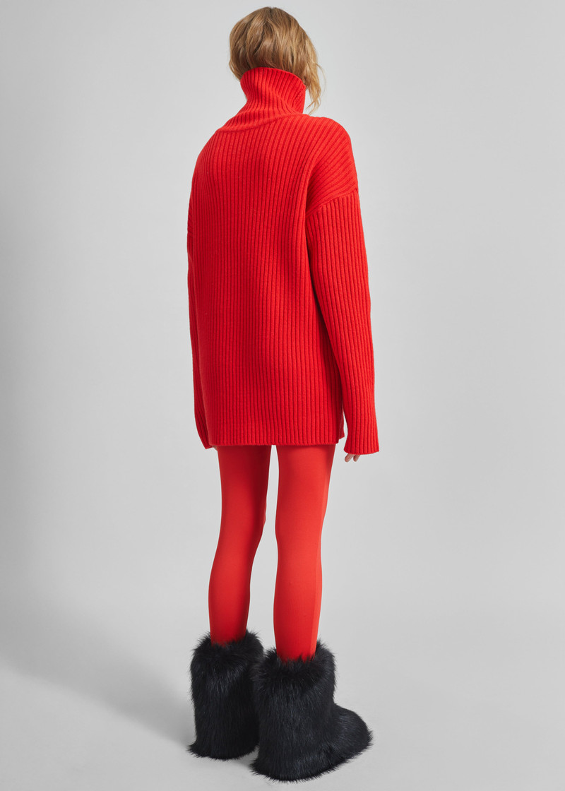 Thelma Ribbed Sweater Dress - Red 8