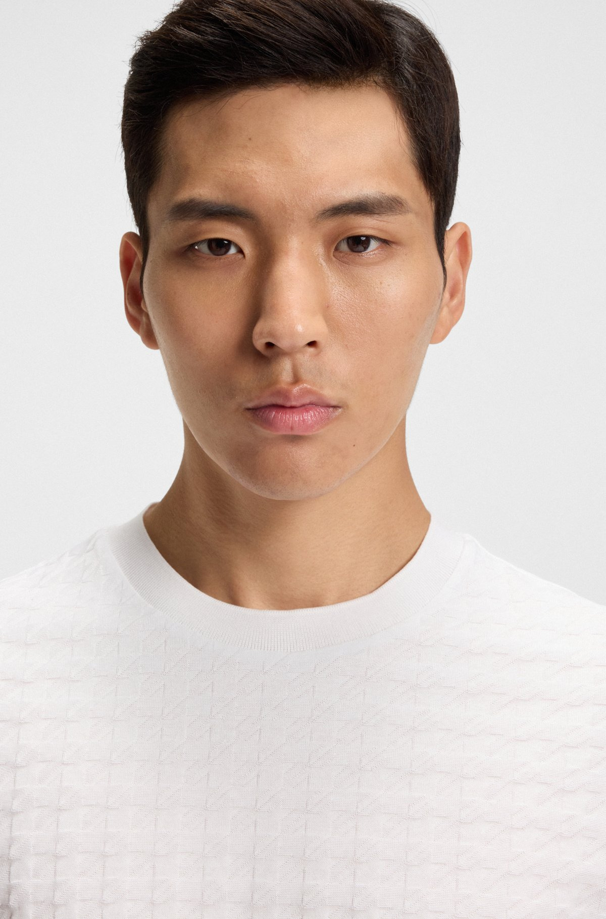 PORSCHE X BOSS HOUNDSTOOTH-PATTERNED T-SHIRT IN MERCERIZED COTTON - 3